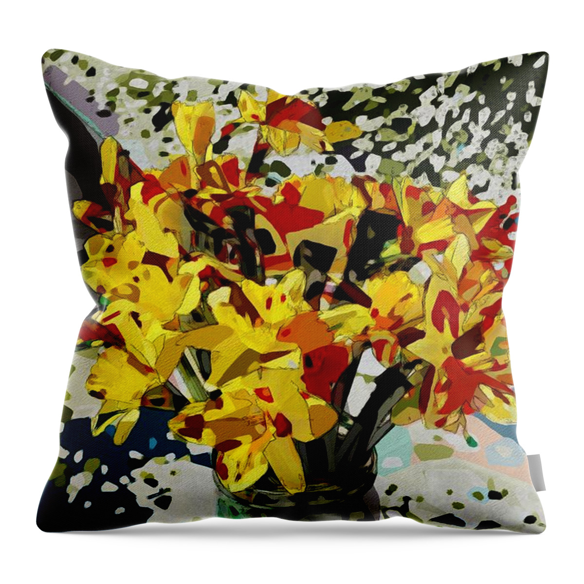 Daffodils Throw Pillow featuring the photograph Cubistic Daffodils by Katherine Erickson