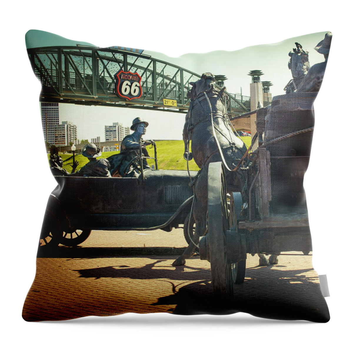 Route 66 Throw Pillow featuring the photograph Culture Crash on Route 66 by Susan Vineyard