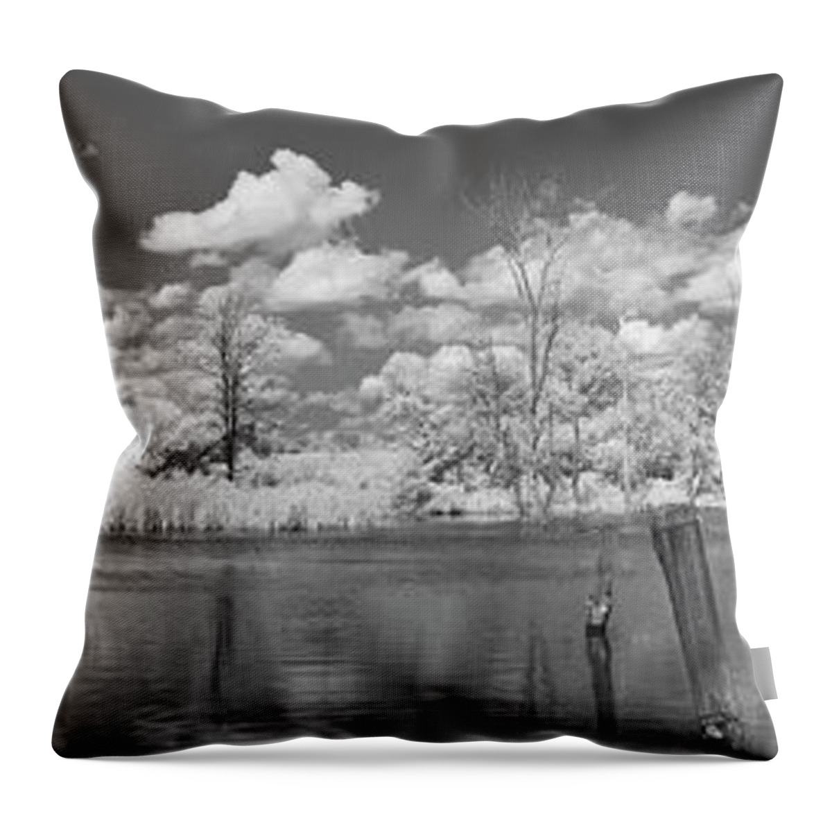 Clouds Throw Pillow featuring the photograph Cumulus Clouds Panoramic IR by Martin Konopacki