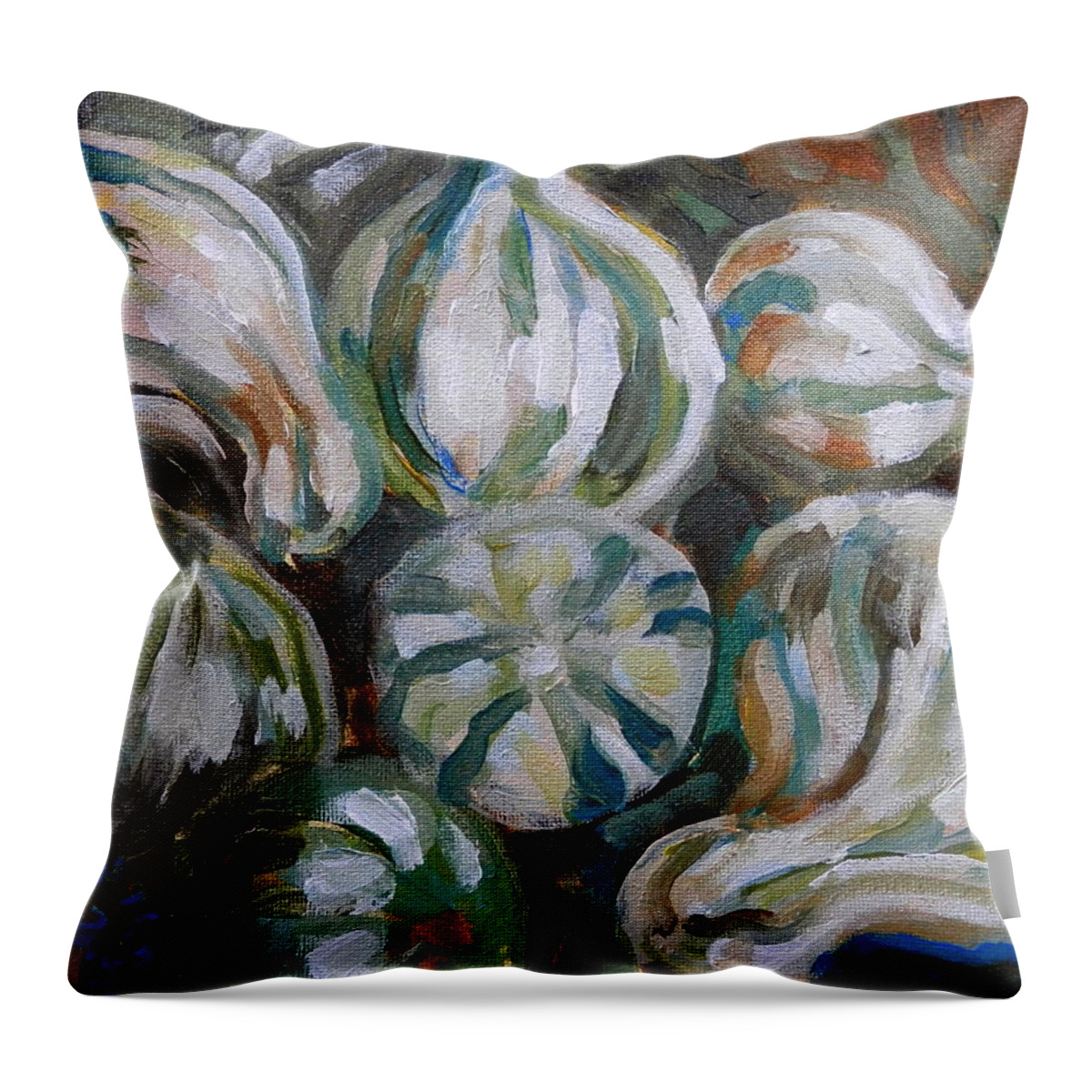 Stripped Pumpkins Throw Pillow featuring the painting Cushaw Pumpkins by Martha Tisdale