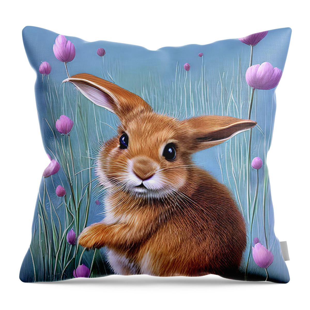 Rabbit Throw Pillow featuring the digital art Cute Bunny by Elaine Manley