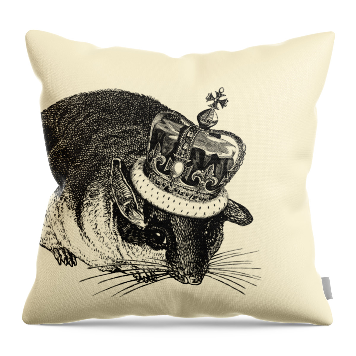Dormouse Throw Pillow featuring the digital art Cute Mouse King by Madame Memento