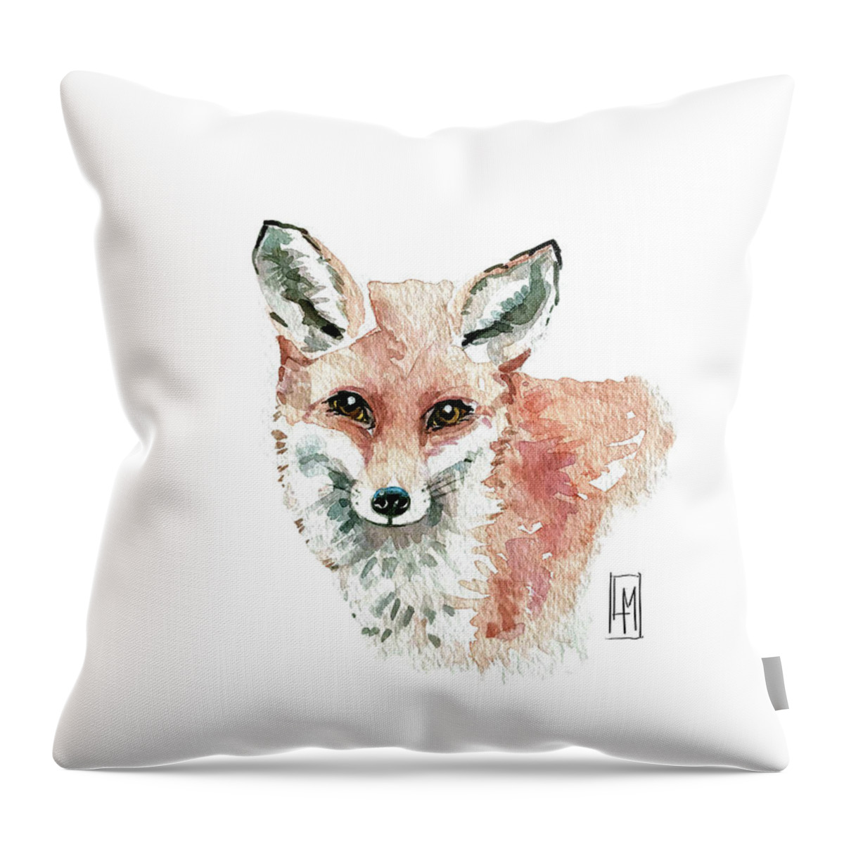Fox Throw Pillow featuring the painting Cute Red Fox by Luisa Millicent