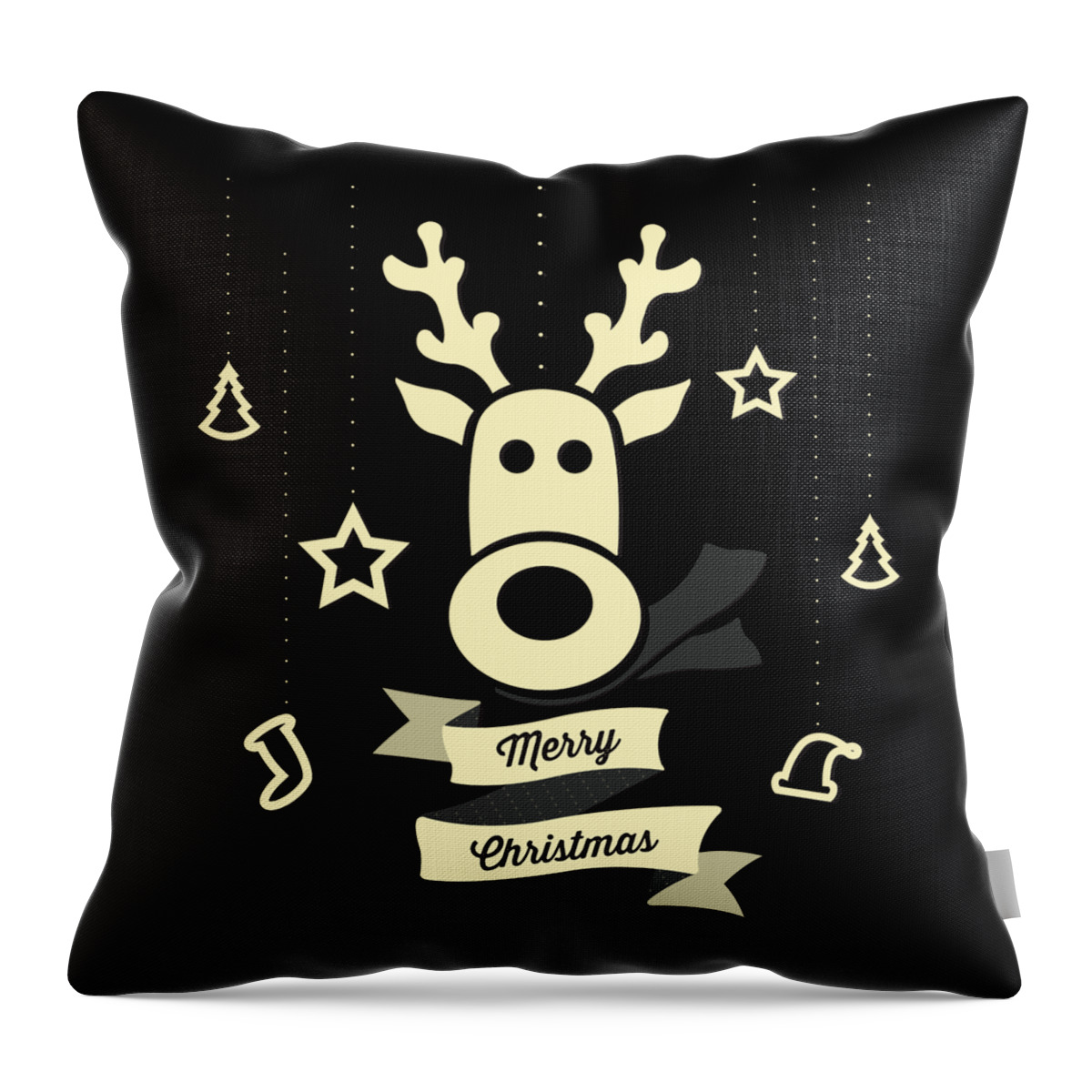 Christmas 2023 Throw Pillow featuring the digital art Cute Reindeer Christmas by Flippin Sweet Gear