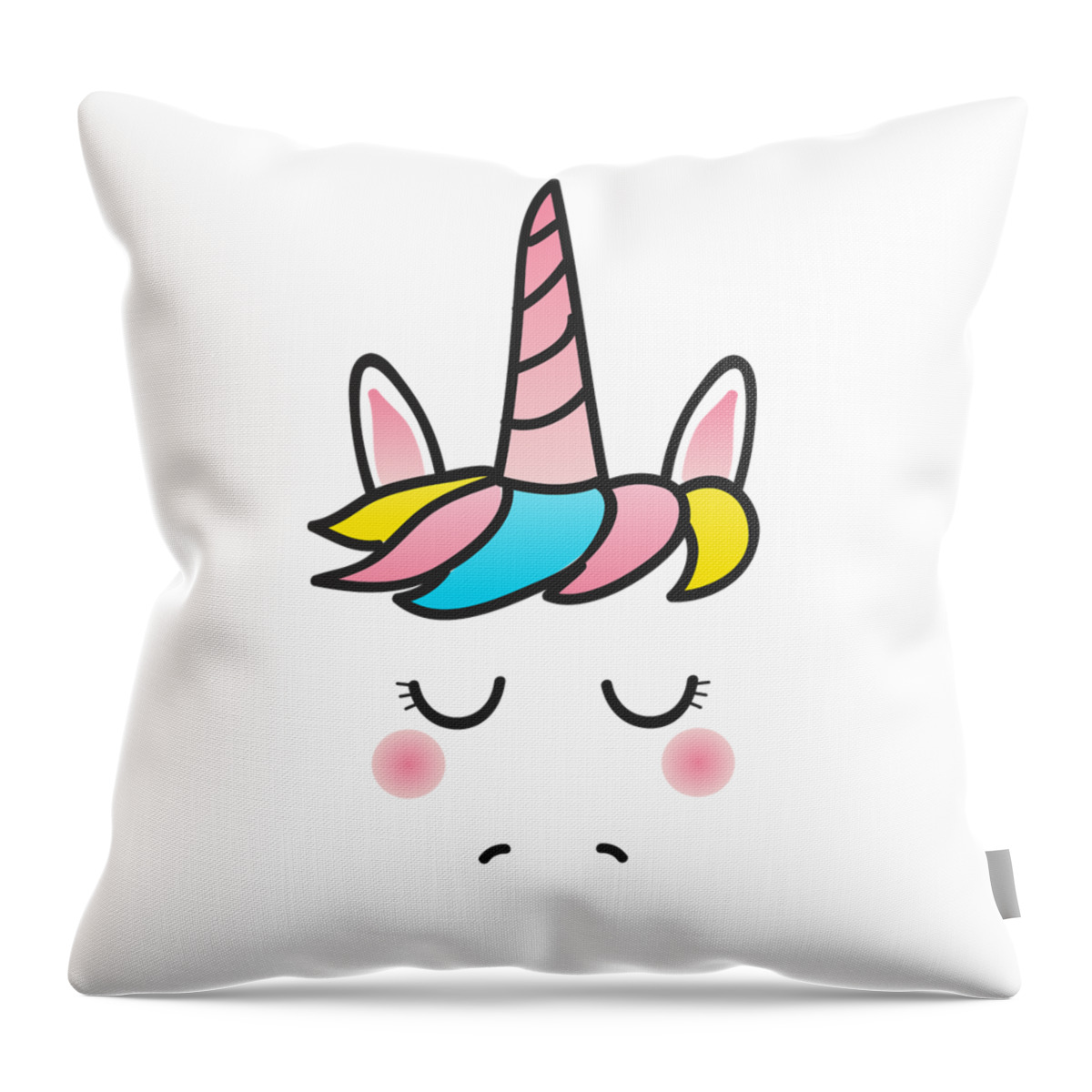 Cool Throw Pillow featuring the digital art Cute Unicorn Face by Flippin Sweet Gear