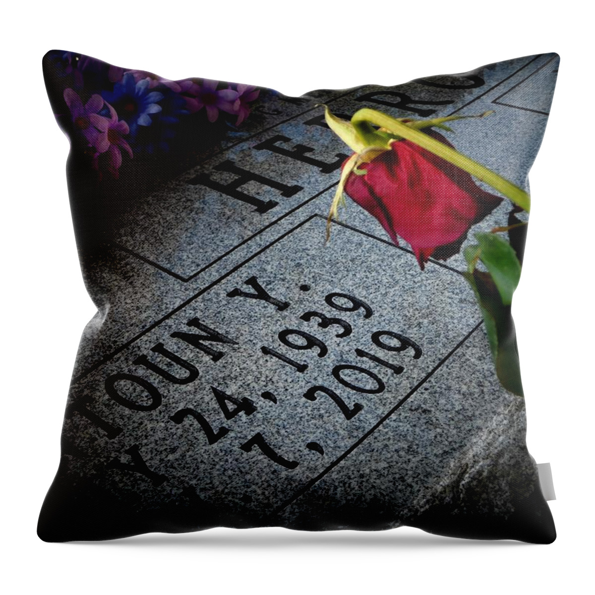 Headstone Throw Pillow featuring the photograph Dad by Gena Herro