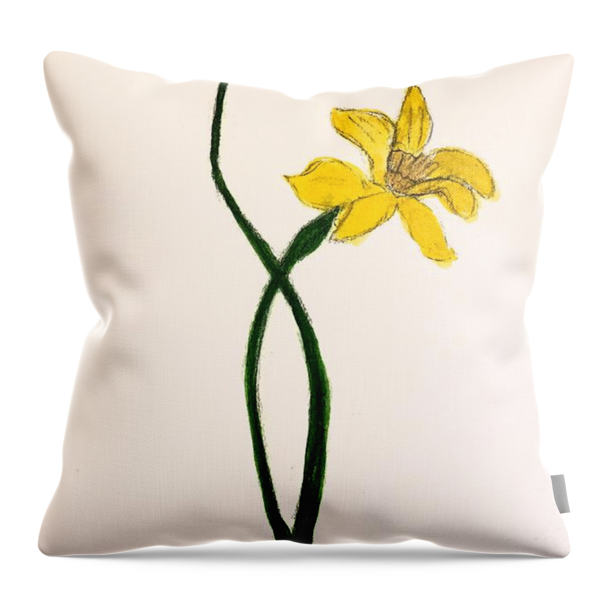 Yellow Flower Throw Pillow featuring the painting Daffodil by Margaret Welsh Willowsilk