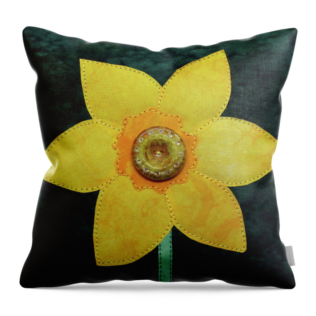 Daffodil Throw Pillow featuring the tapestry - textile Daffy O'Dilly by Pam Geisel