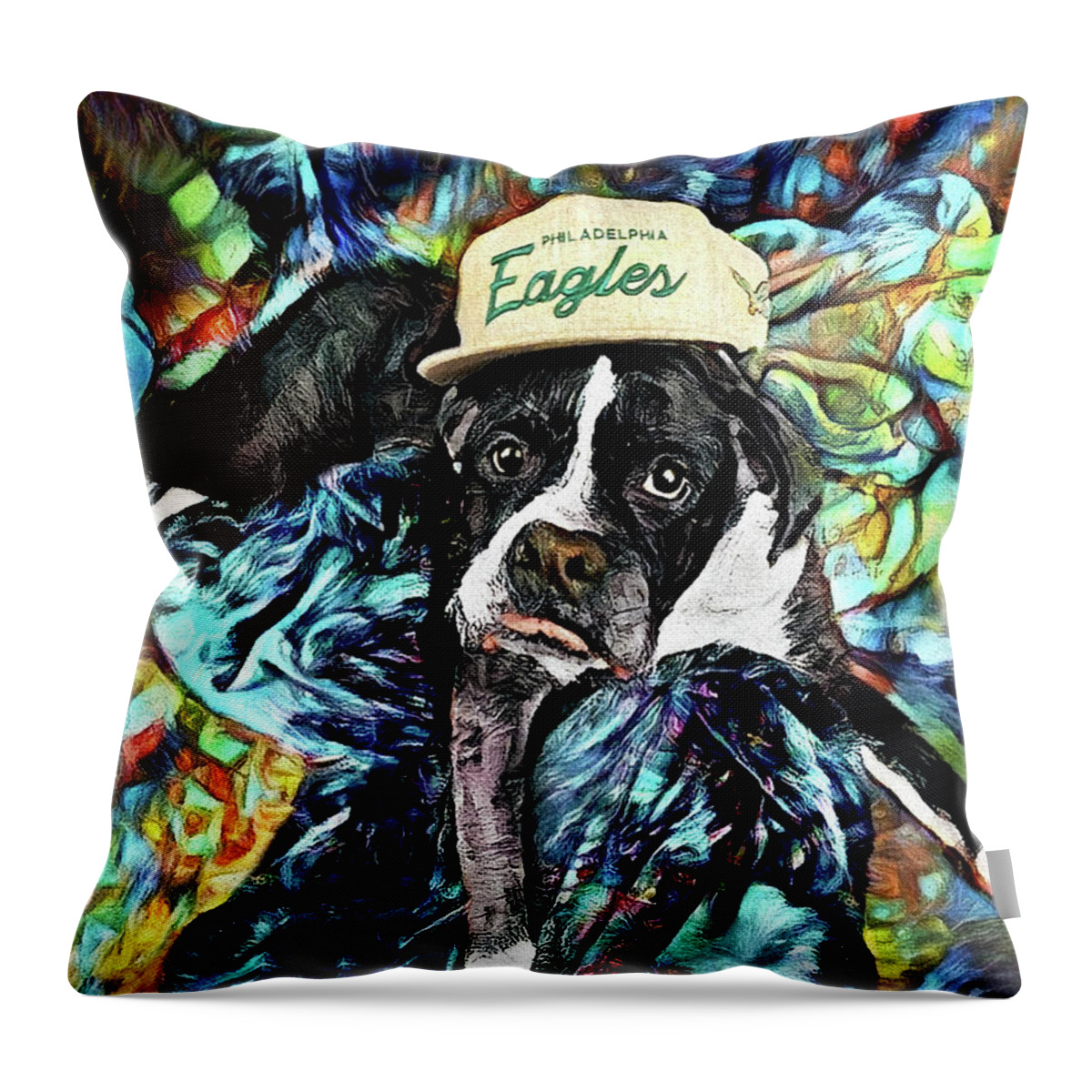 Boxer Throw Pillow featuring the digital art Dagger the Boxer Dog by Peggy Collins