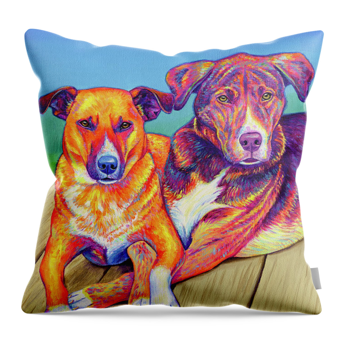 Dog Throw Pillow featuring the painting Daisy and Wayne by Rebecca Wang