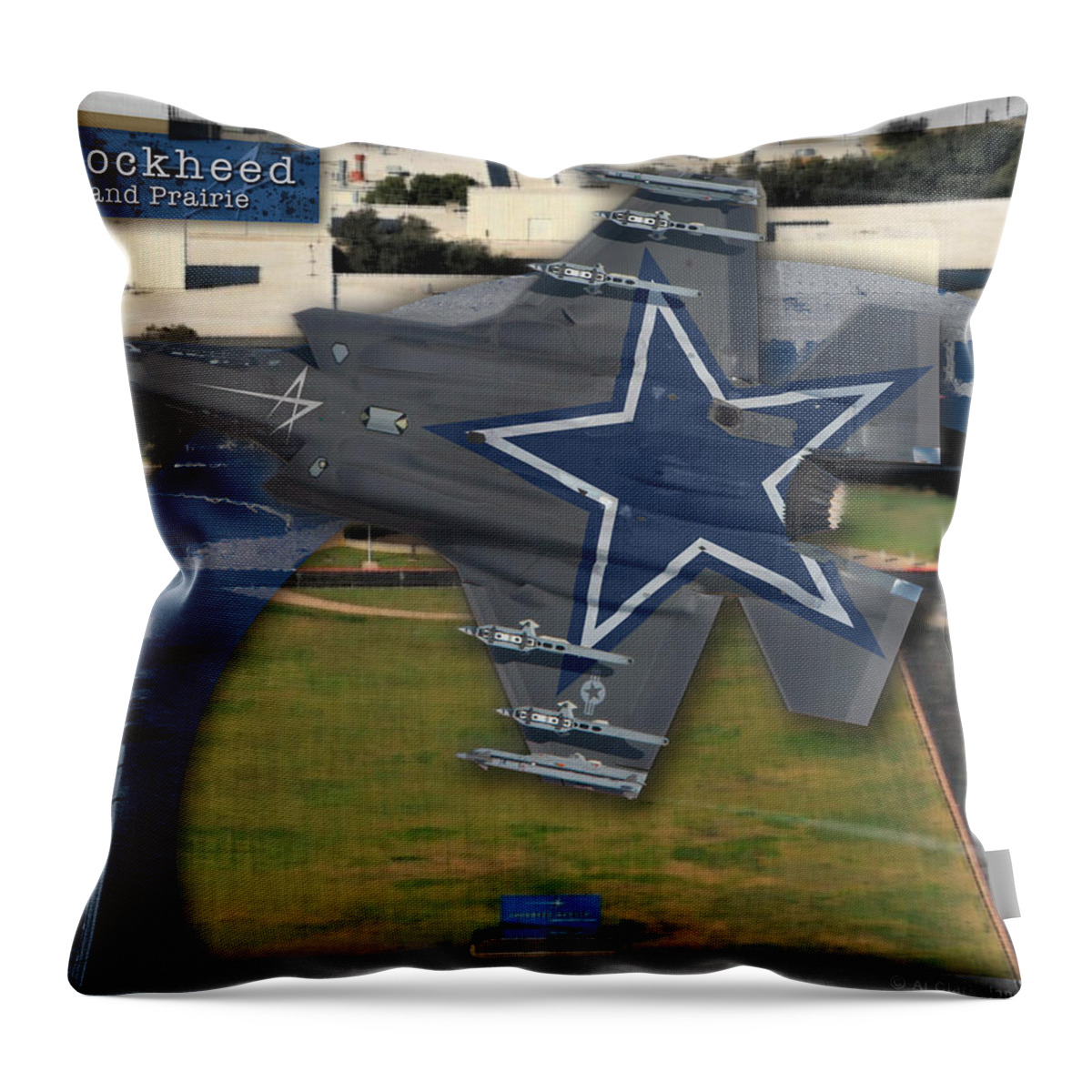 Dallas Cowboys Throw Pillow featuring the digital art Dallas Cowboys F-35A by Custom Aviation Art