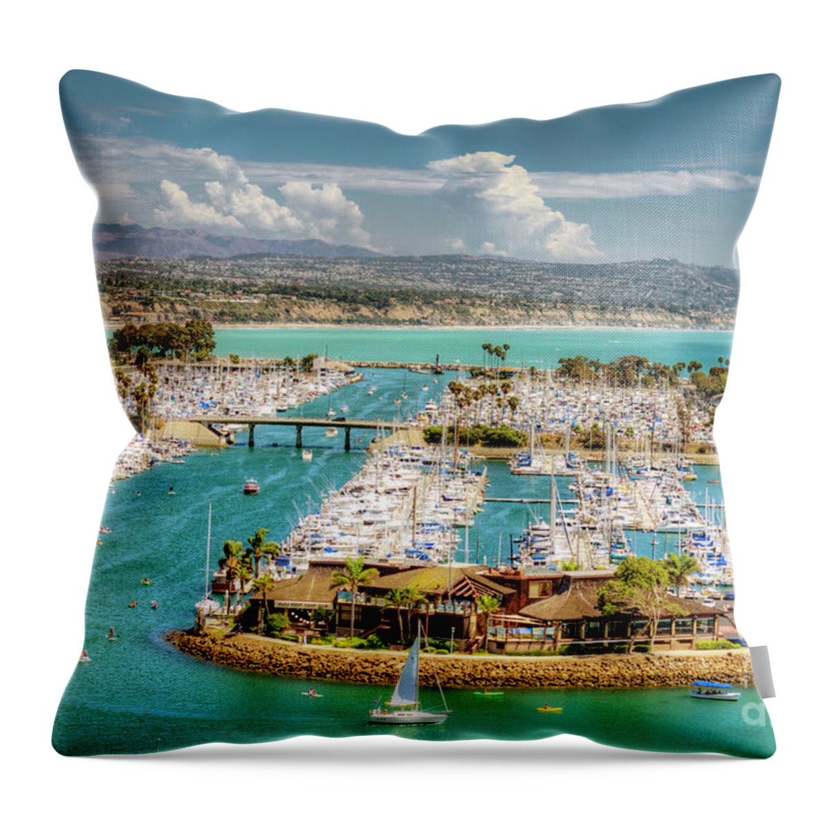 Dana Point Ca Throw Pillow featuring the photograph Dana Point Marina Aqua Water by David Zanzinger