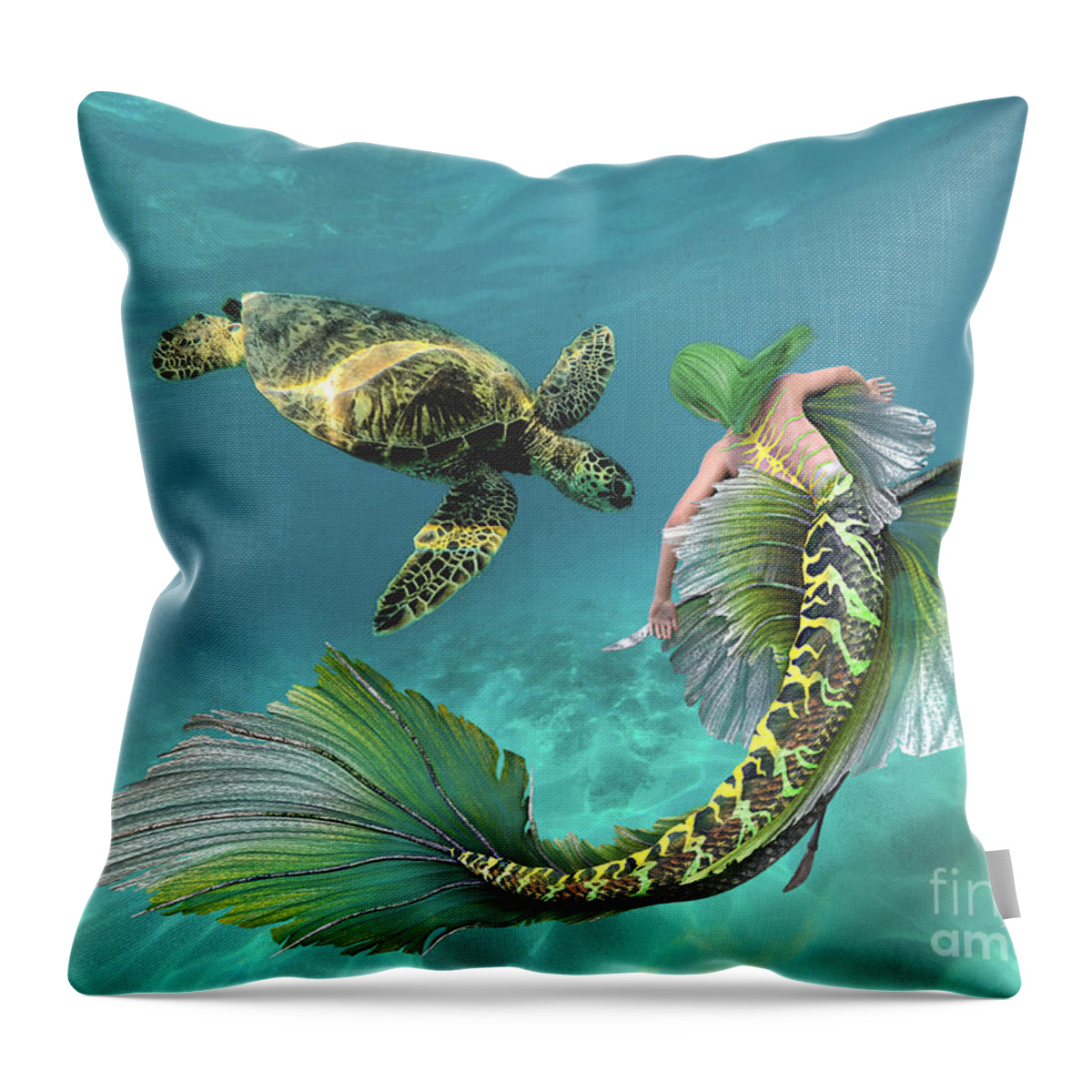 Mermaid Throw Pillow featuring the digital art Dance With Me by Morag Bates