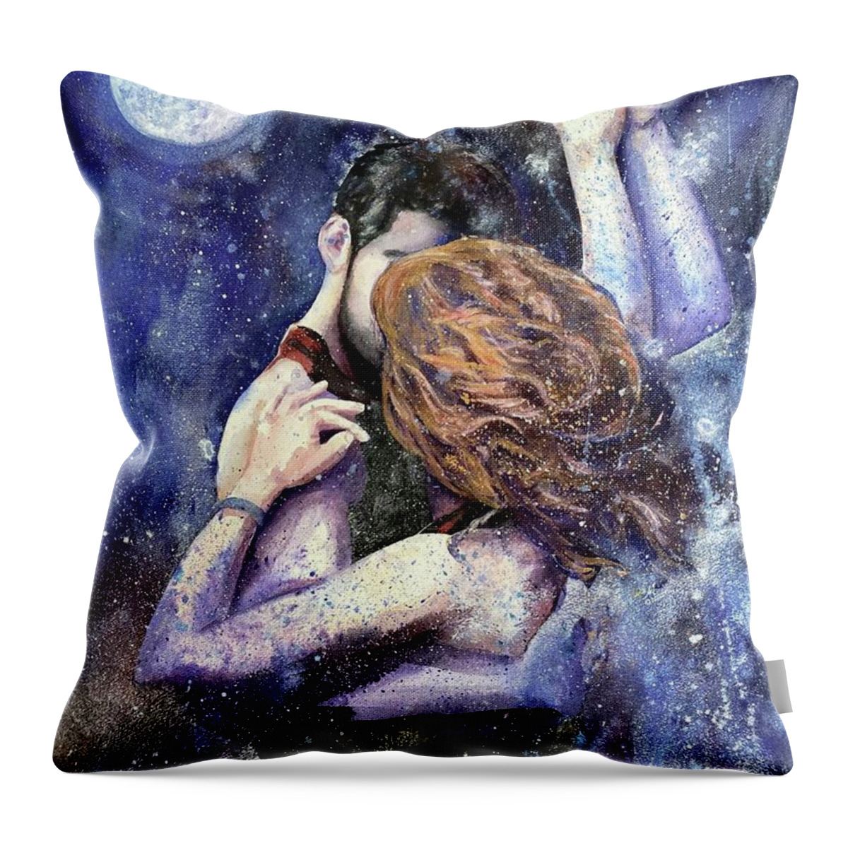 Couple Throw Pillow featuring the painting Dancing in the Moonlight by Michal Madison