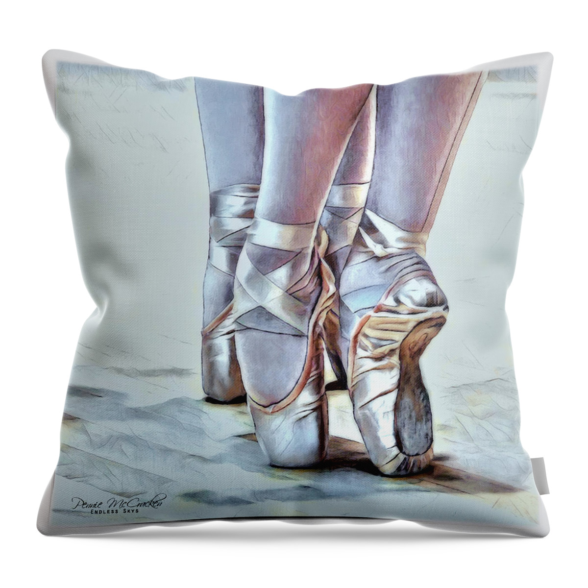 Ballet Throw Pillow featuring the digital art Dancing Shoes by Pennie McCracken