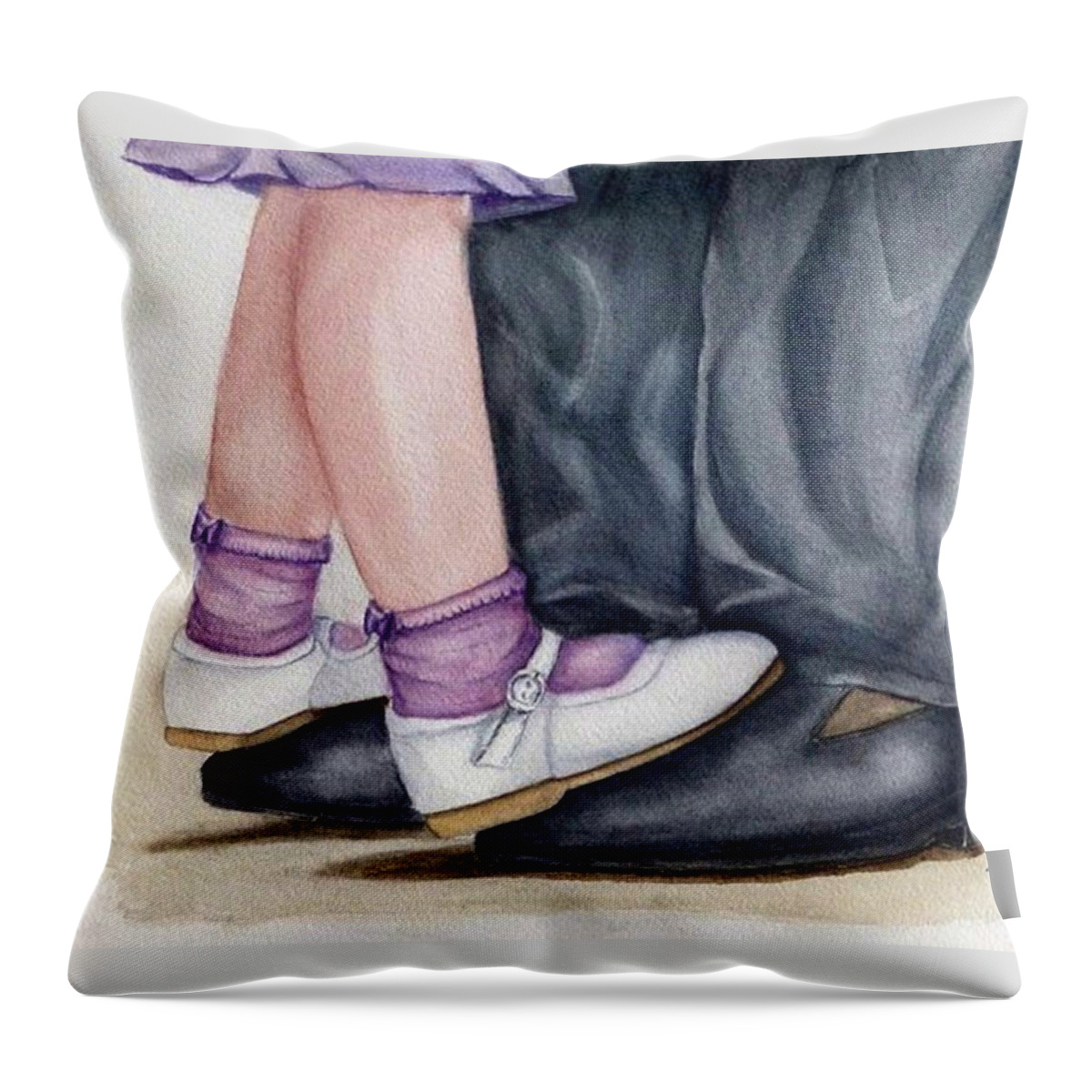 Dancing With Daddy Throw Pillow featuring the painting Dancing with Daddy by Kelly Mills