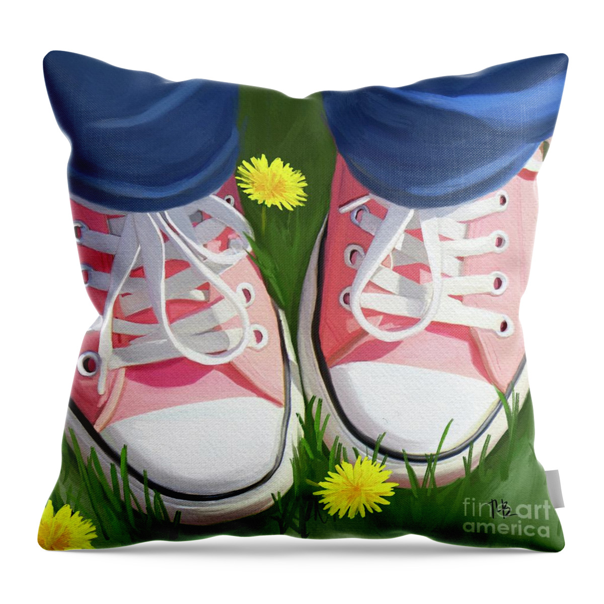 Chucks Throw Pillow featuring the painting Dandies by Tammy Lee Bradley