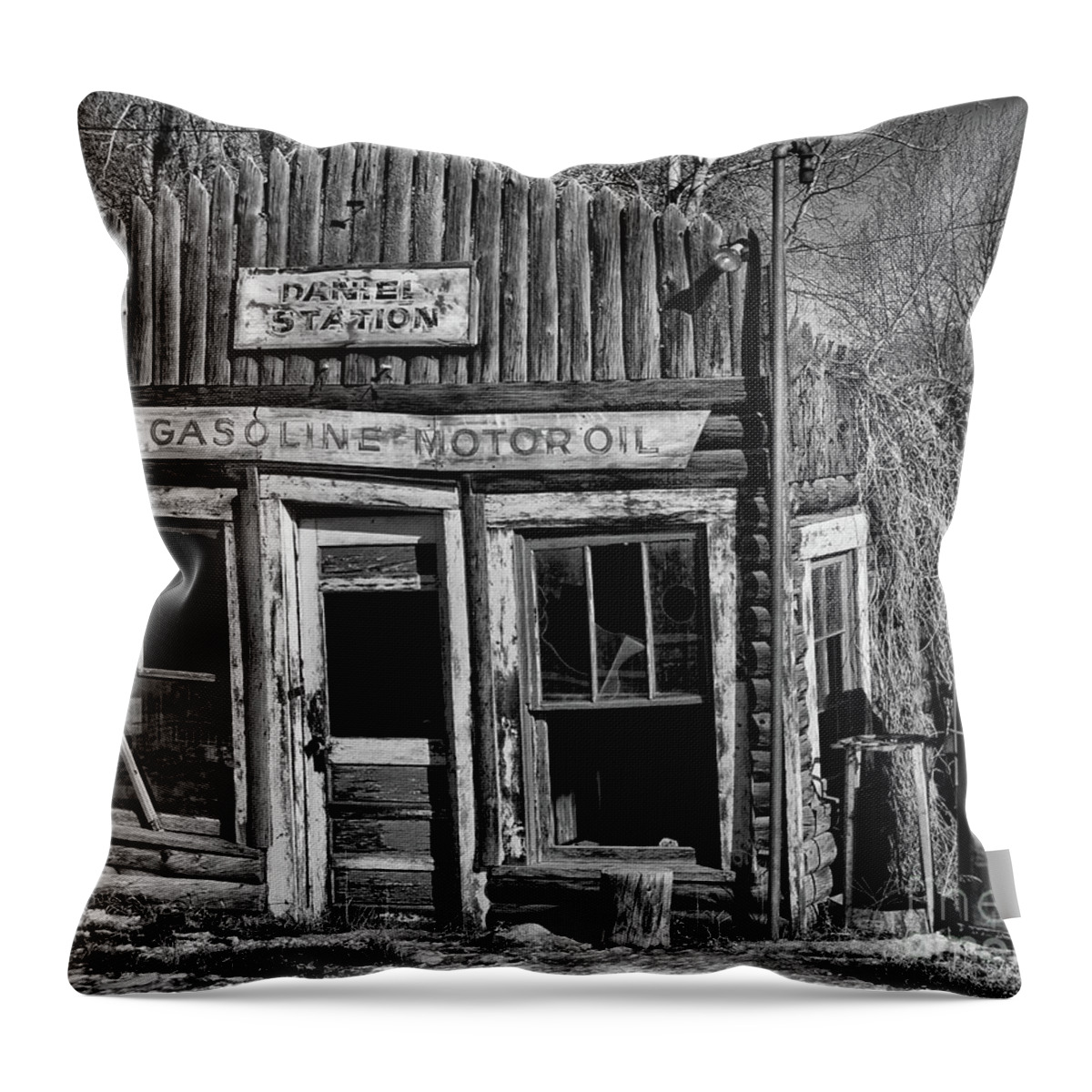 Wyoming Throw Pillow featuring the photograph Daniel Station by Edward R Wisell