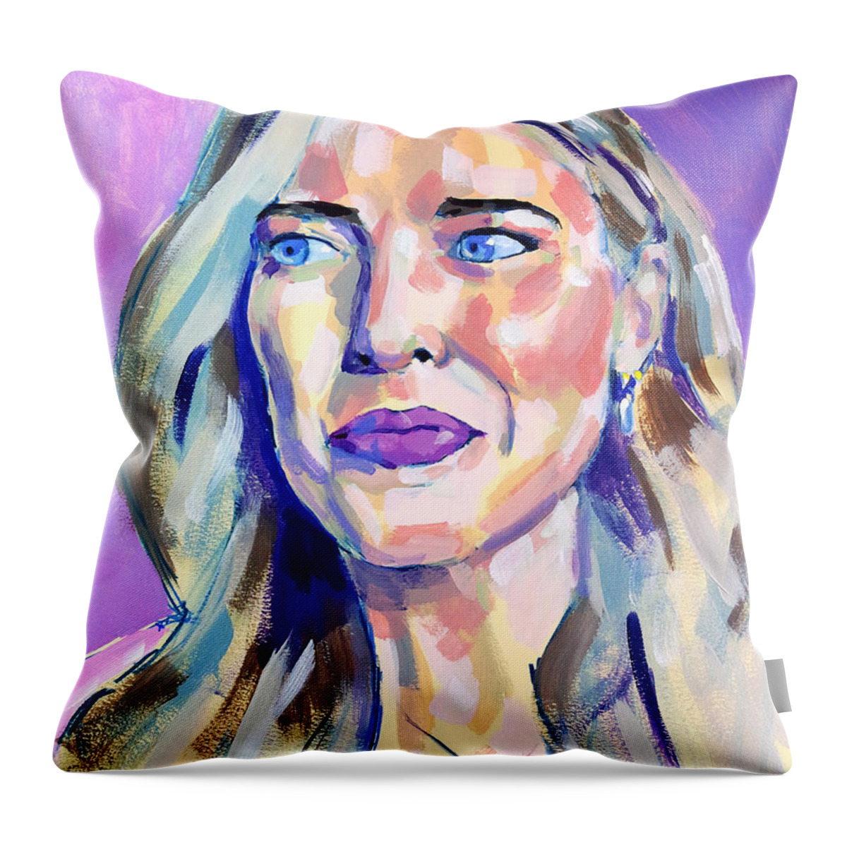 Dannii Throw Pillow featuring the drawing Dannii Minogue Portrait Artist of the Week painting by Mike Jory