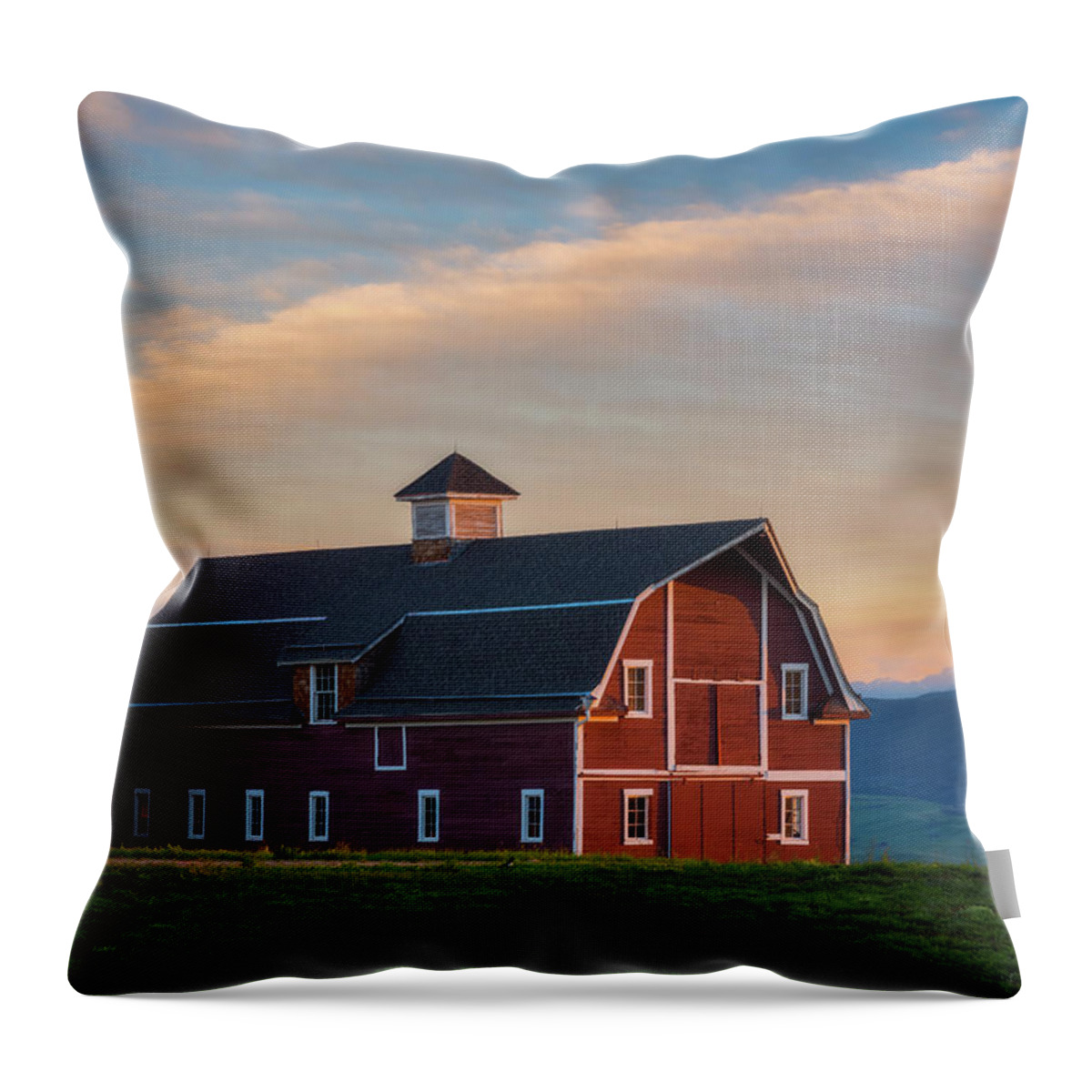 Barns Throw Pillow featuring the photograph Danny's Barn At Sunset by Darren White