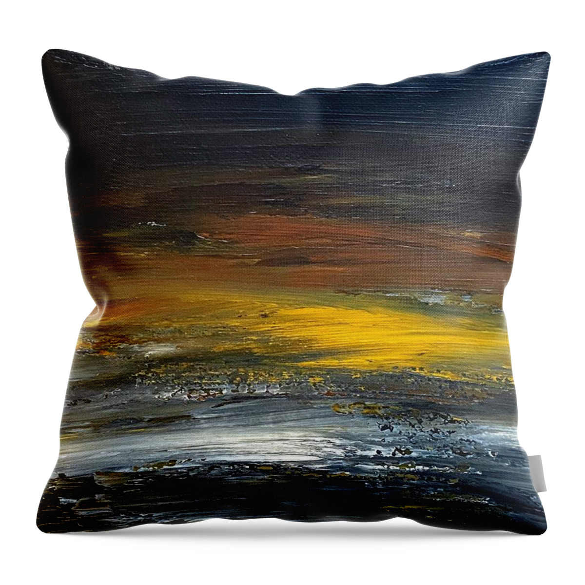 Abstract Throw Pillow featuring the painting Dark Horizons Abstract by Amelia Pearn