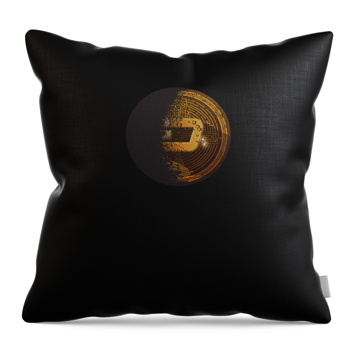 Dash Crypto Throw Pillow featuring the digital art Dash Moon Cryptocurrency by Me