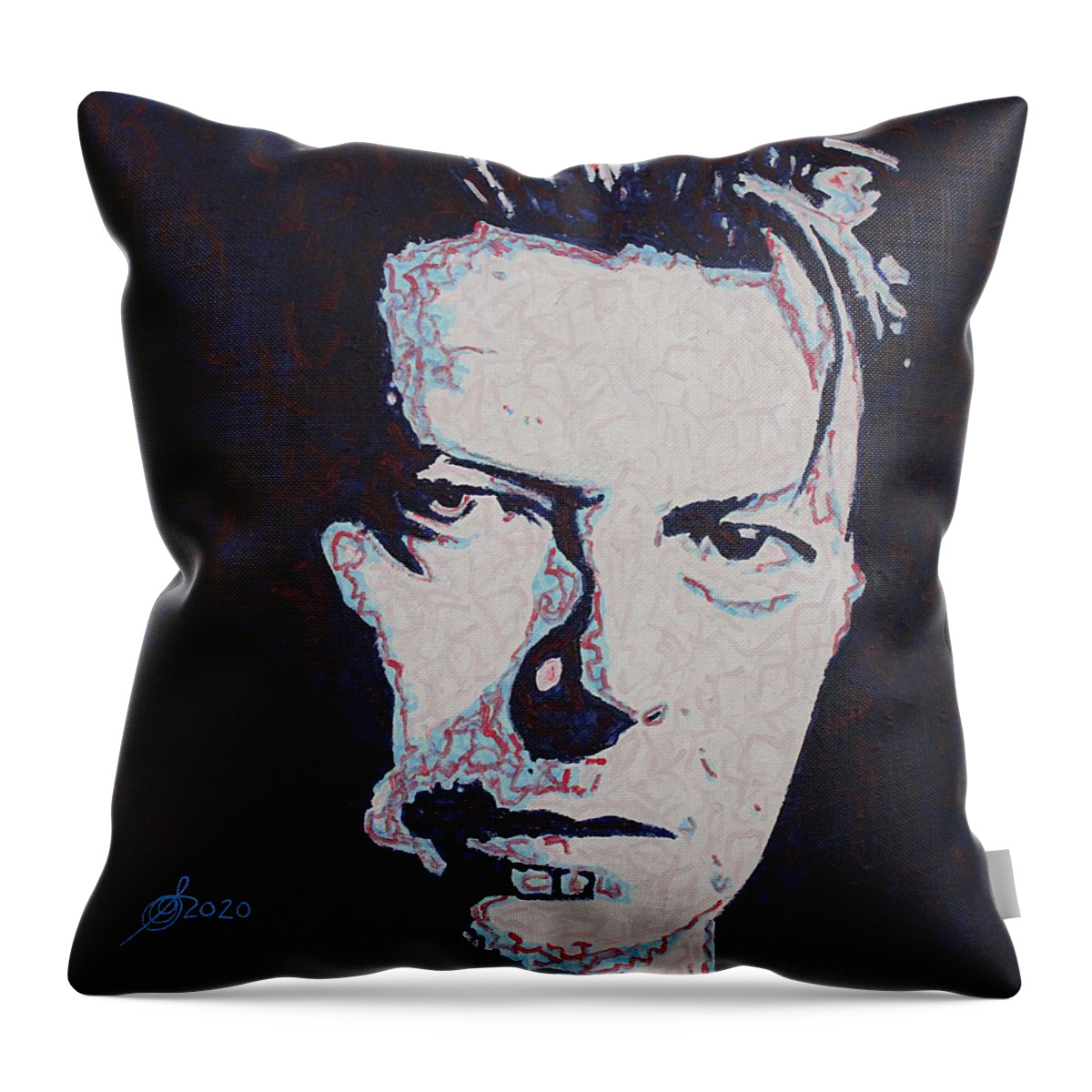 David Bowie Throw Pillow featuring the painting David Bowie original painting by Sol Luckman