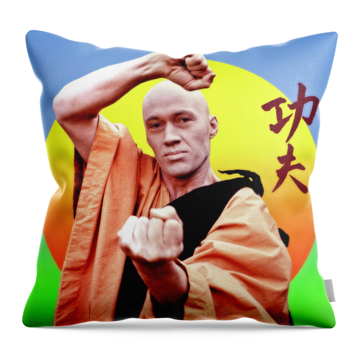 2d Throw Pillow featuring the photograph David Carradine - Kung Fu by Brian Wallace