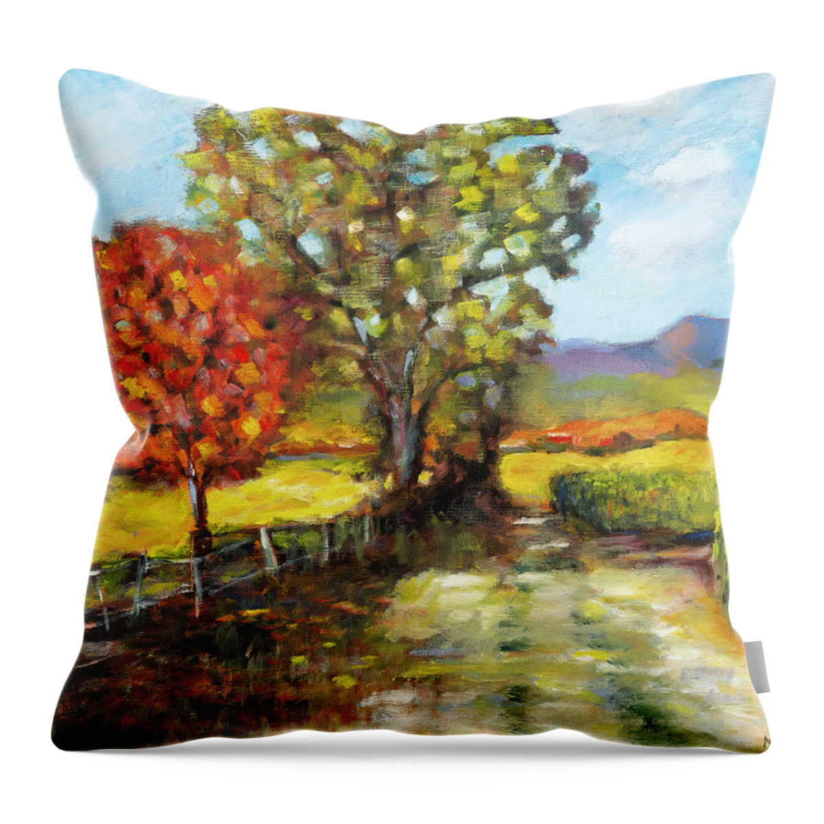 Corvallis Throw Pillow featuring the painting Davis Family Farm by Mike Bergen