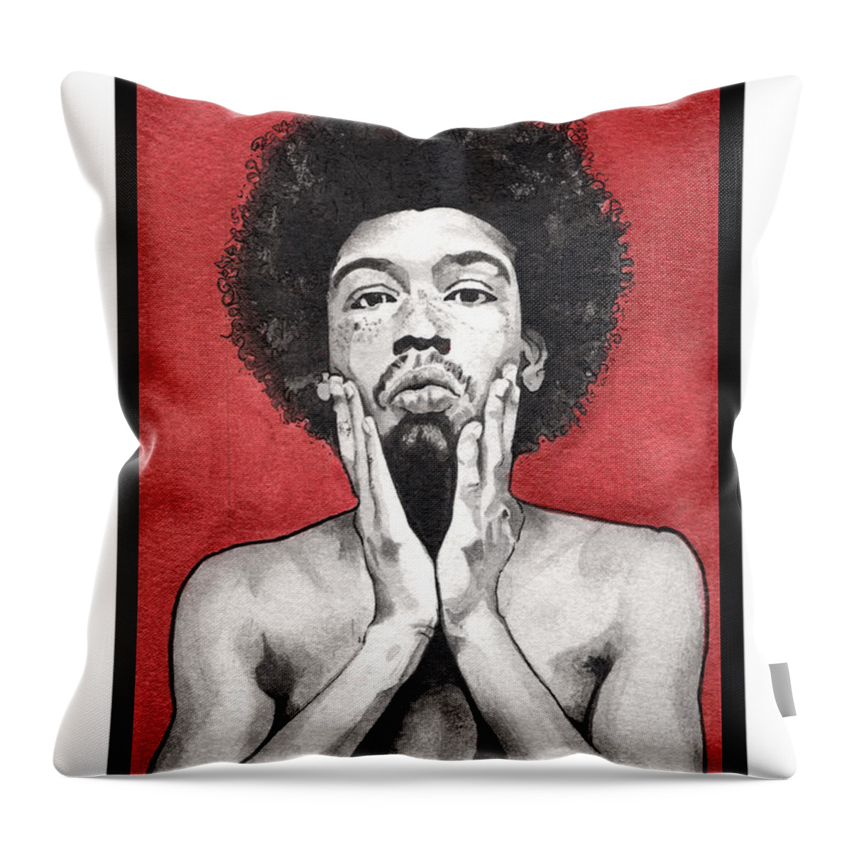 Portrait Throw Pillow featuring the painting Davis In Red-Cropped by Tiffany DiGiacomo