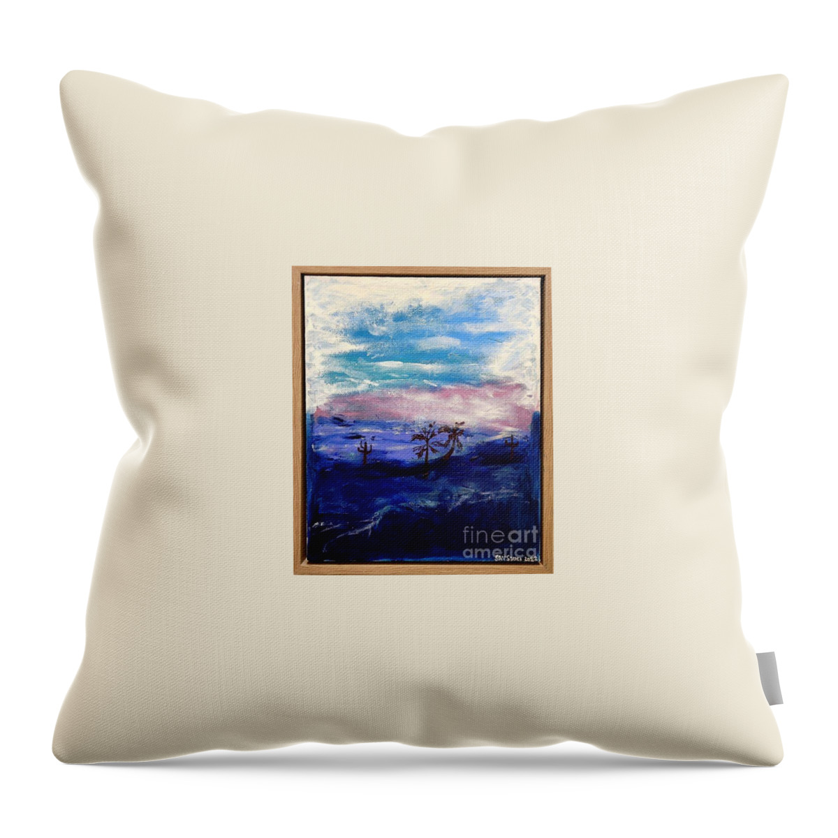  Throw Pillow featuring the painting Dawn Walk in Desert by Mark SanSouci