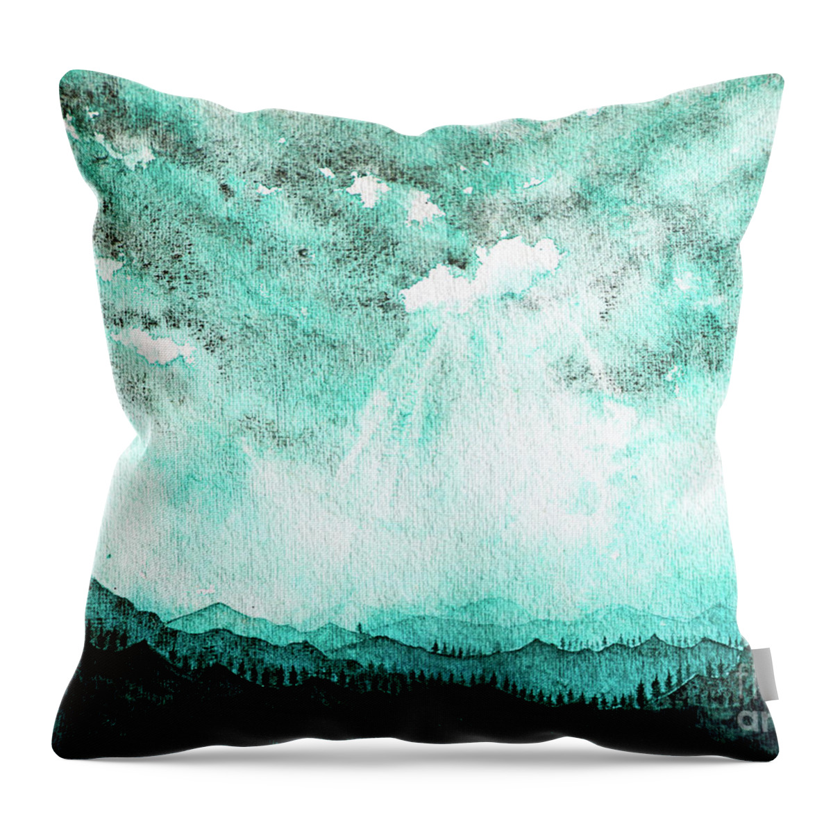 Mountains Throw Pillow featuring the painting Daybreak by Aparna Pottabathni