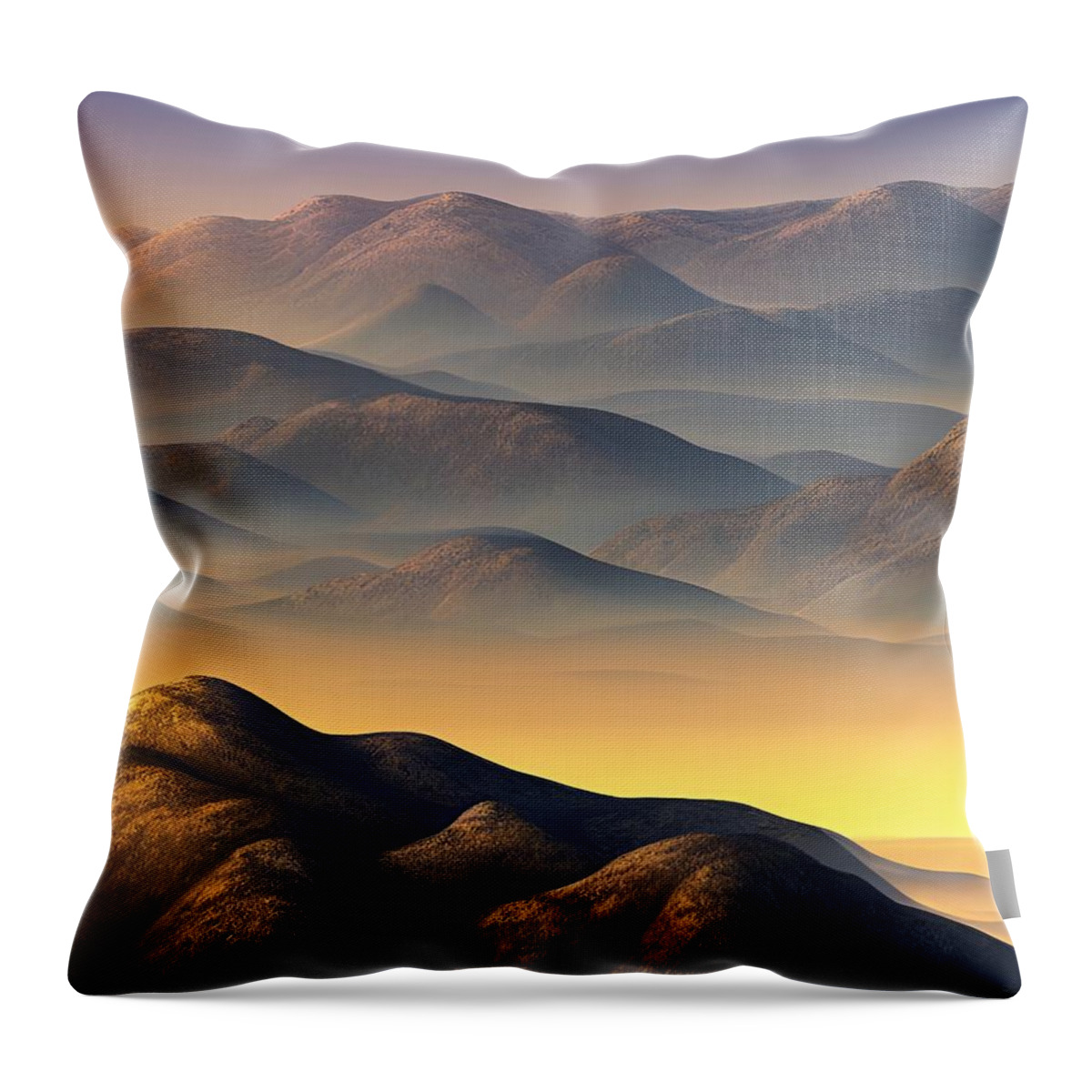 Sunshine Throw Pillow featuring the digital art Daybreak in Hill Country by Bonnie Bruno