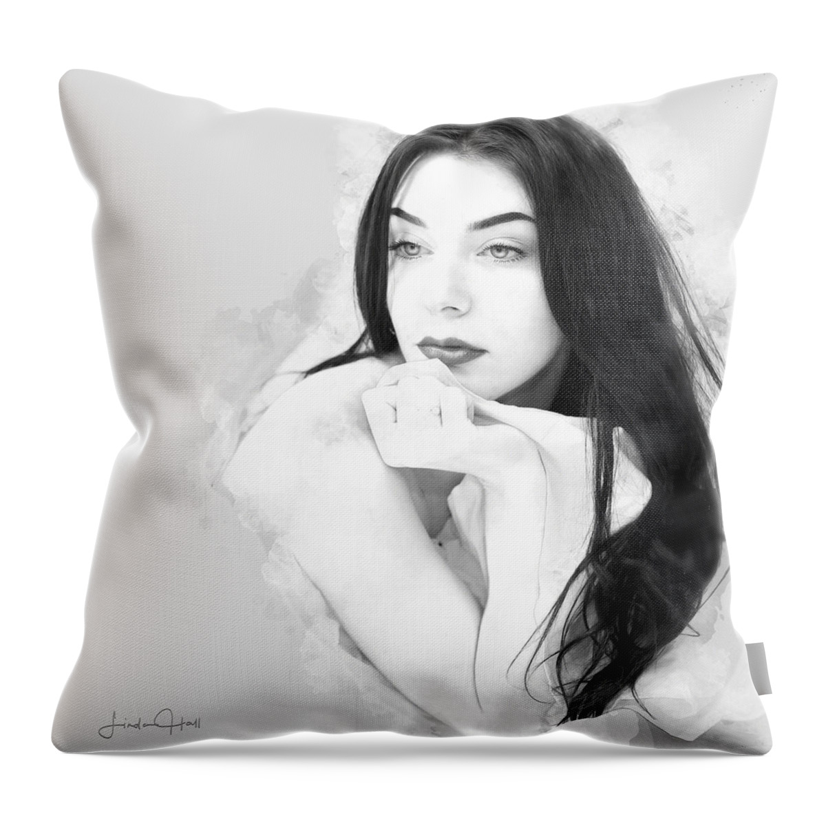 Beautiful Woman Throw Pillow featuring the digital art Daydreamer by Linda Lee Hall