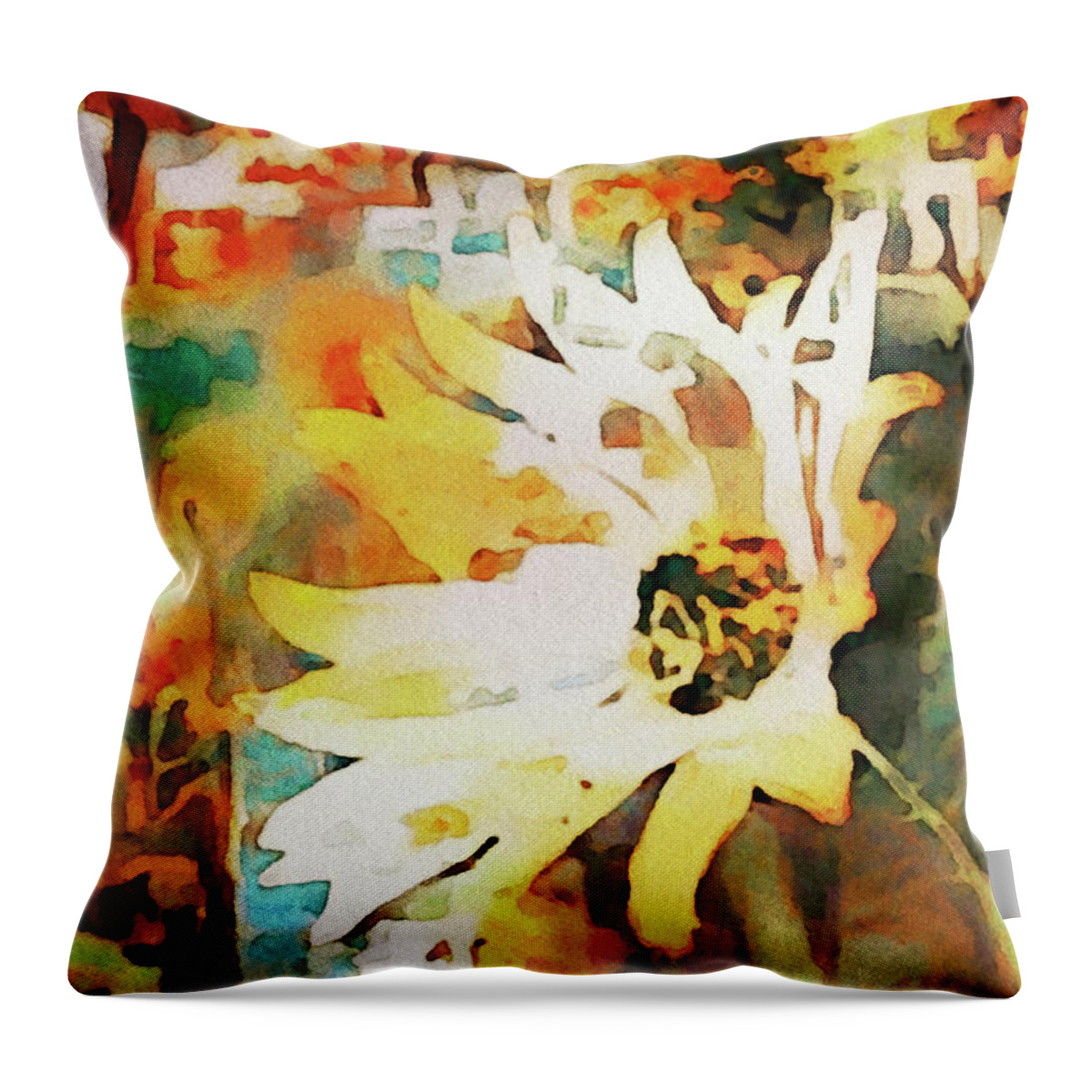 Daydreaming Daisies Throw Pillow featuring the painting Daydreaming Daisies by Susan Maxwell Schmidt