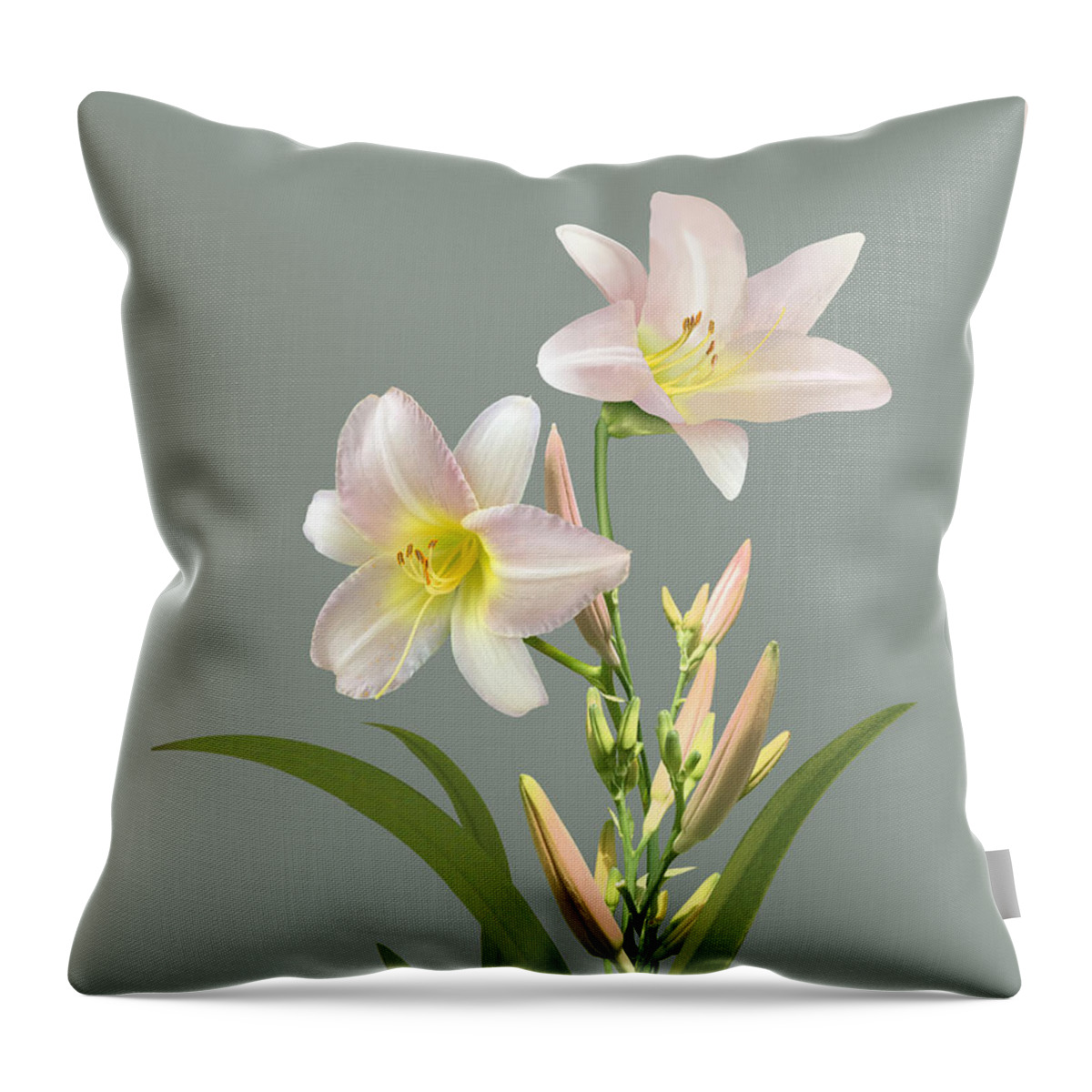 Flower Throw Pillow featuring the digital art Spade's Daylily by M Spadecaller