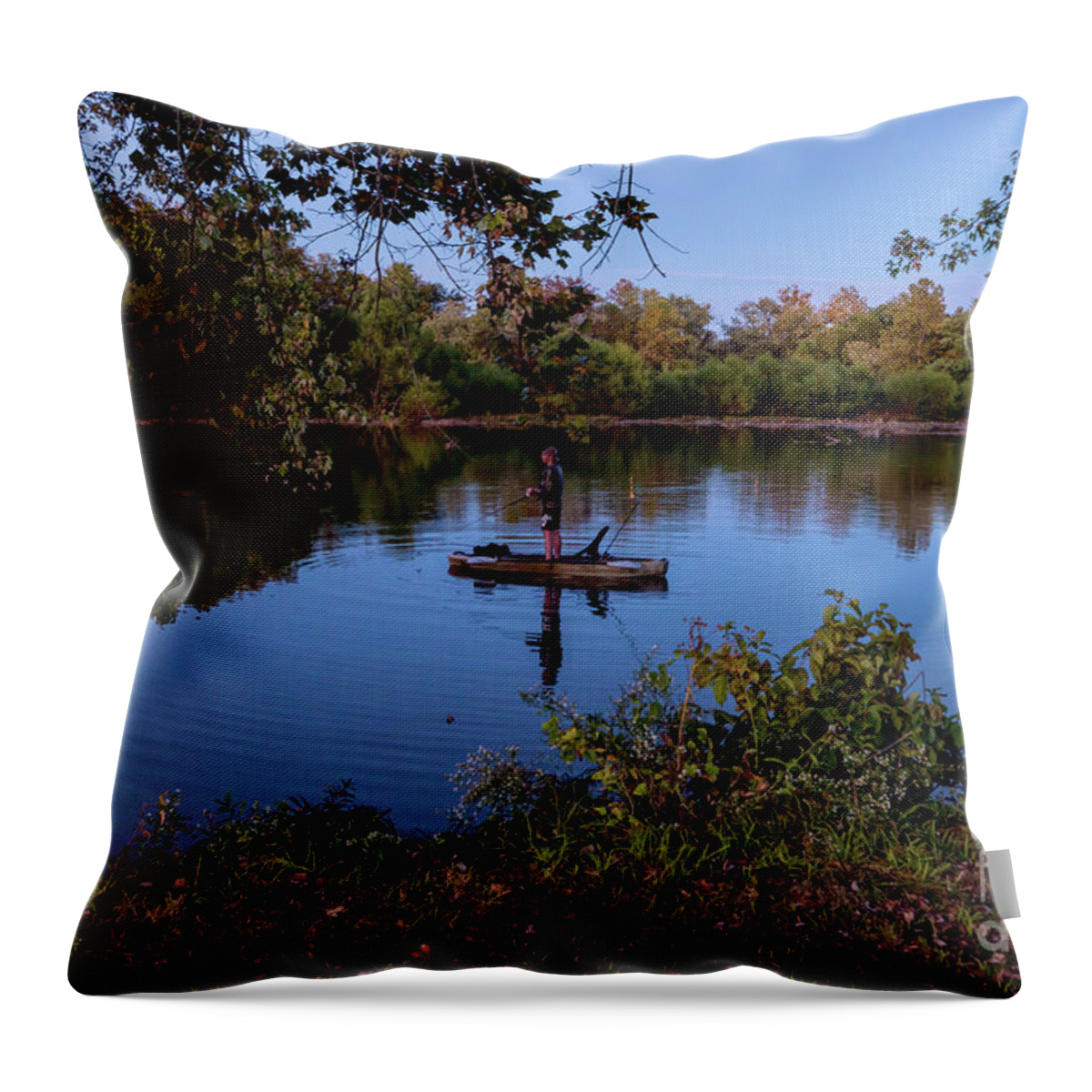Fisherman Throw Pillow featuring the photograph Days End Fishing by Jennifer White
