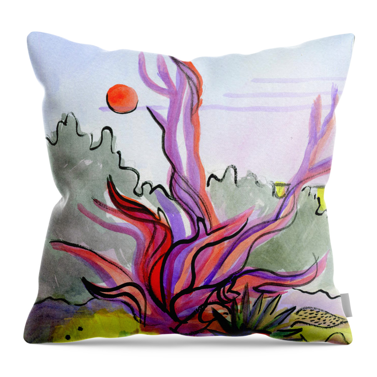 Dead Throw Pillow featuring the painting Dead Tree Moon by Madeline Dillner