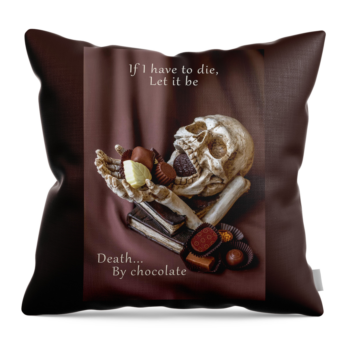 Food Throw Pillow featuring the photograph Death by chocolate concept by Susan Sheldon