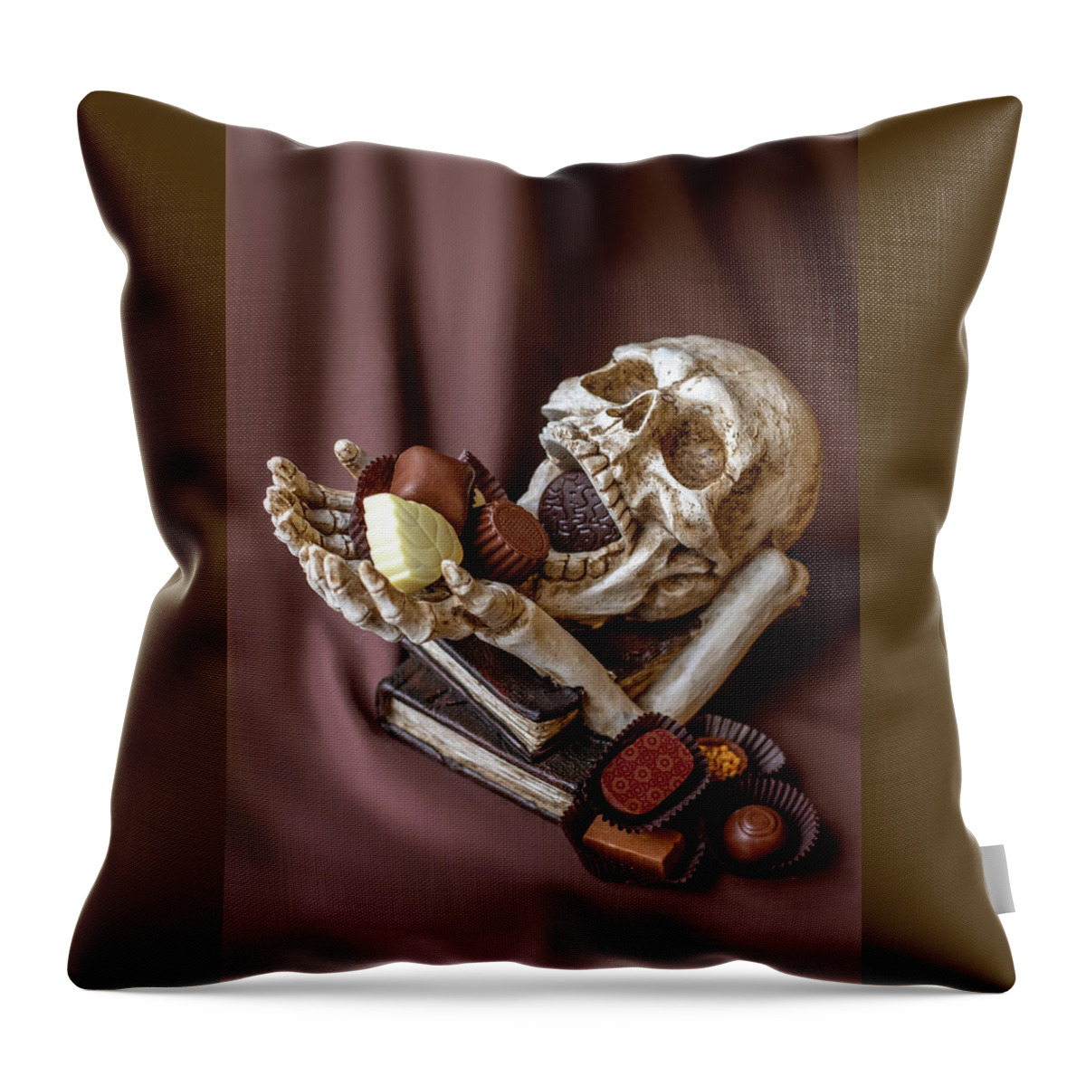 Food Throw Pillow featuring the photograph Death by chocolate by Susan Sheldon
