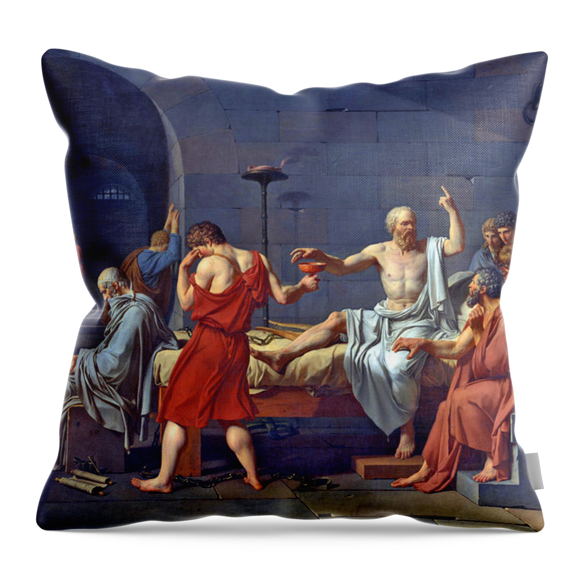 Socrates Throw Pillow featuring the painting Death of Socrates by Long Shot
