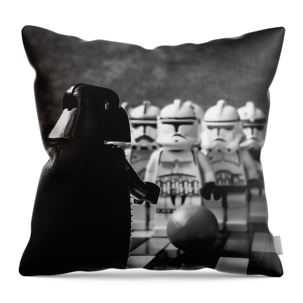 Lego Throw Pillow featuring the photograph Death Star Bowling League The Dark Side by Heather Estrada