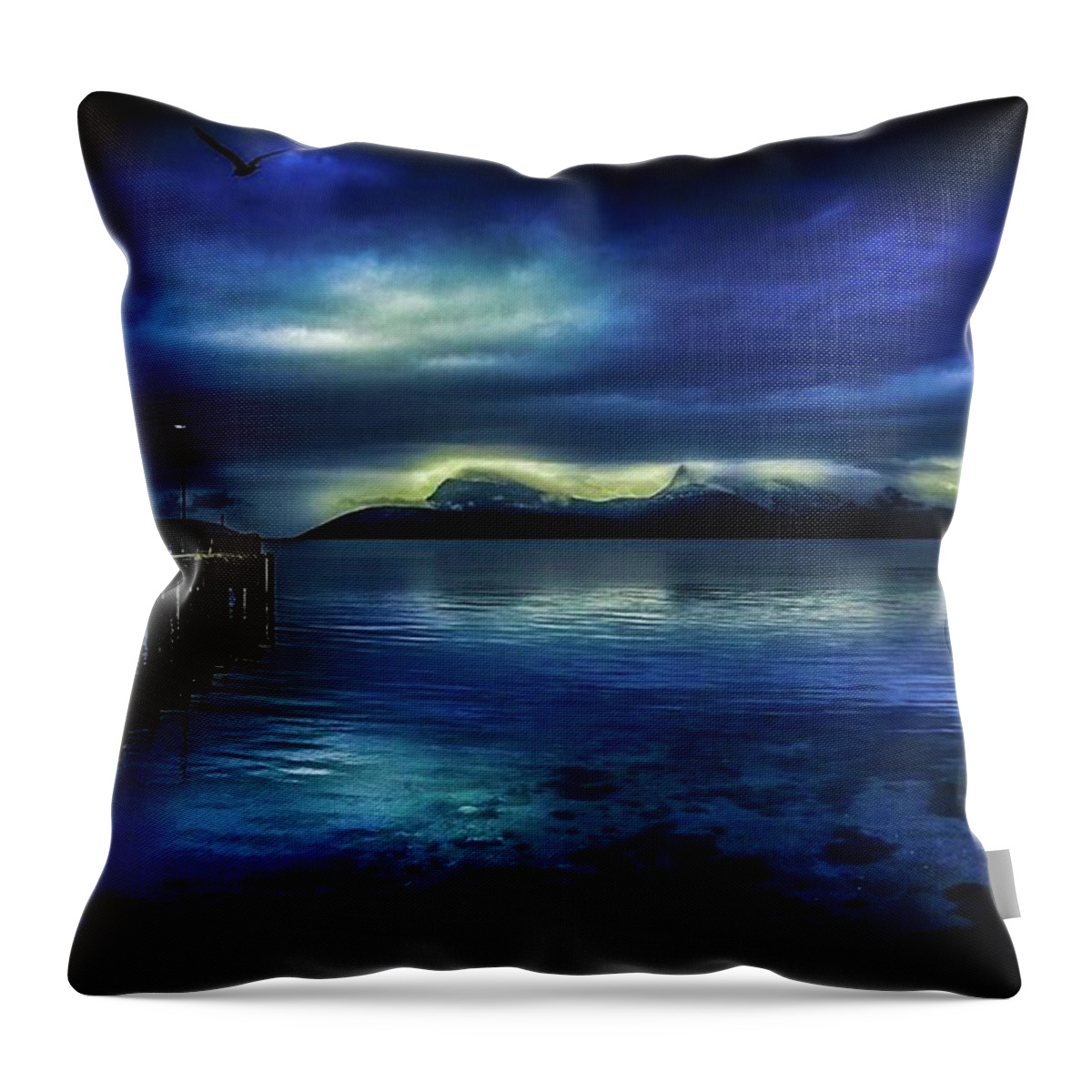 Sea Throw Pillow featuring the mixed media Deep Blue Sea by Teresa Trotter