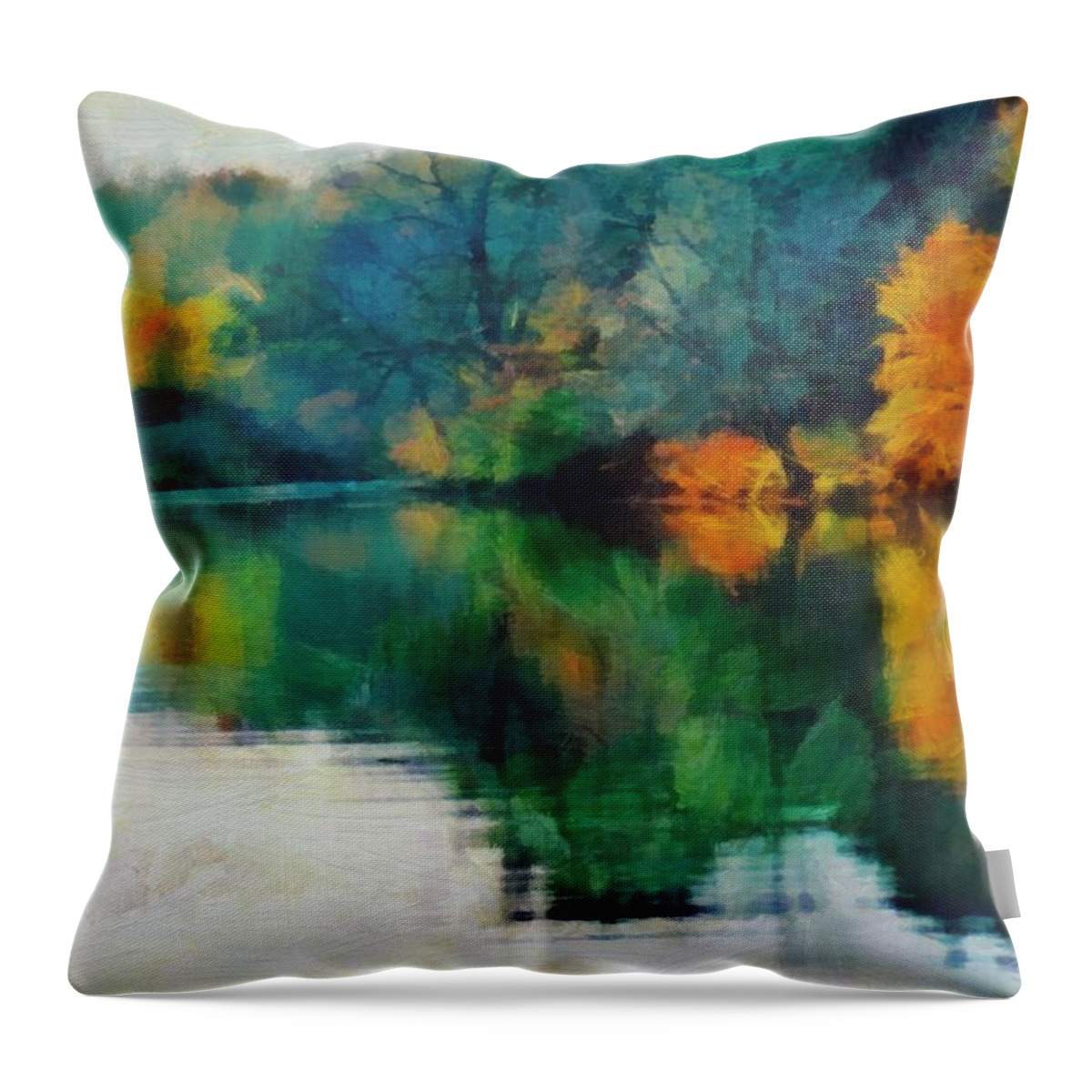 Lake Throw Pillow featuring the mixed media Deep Fall on the Lake by Christopher Reed