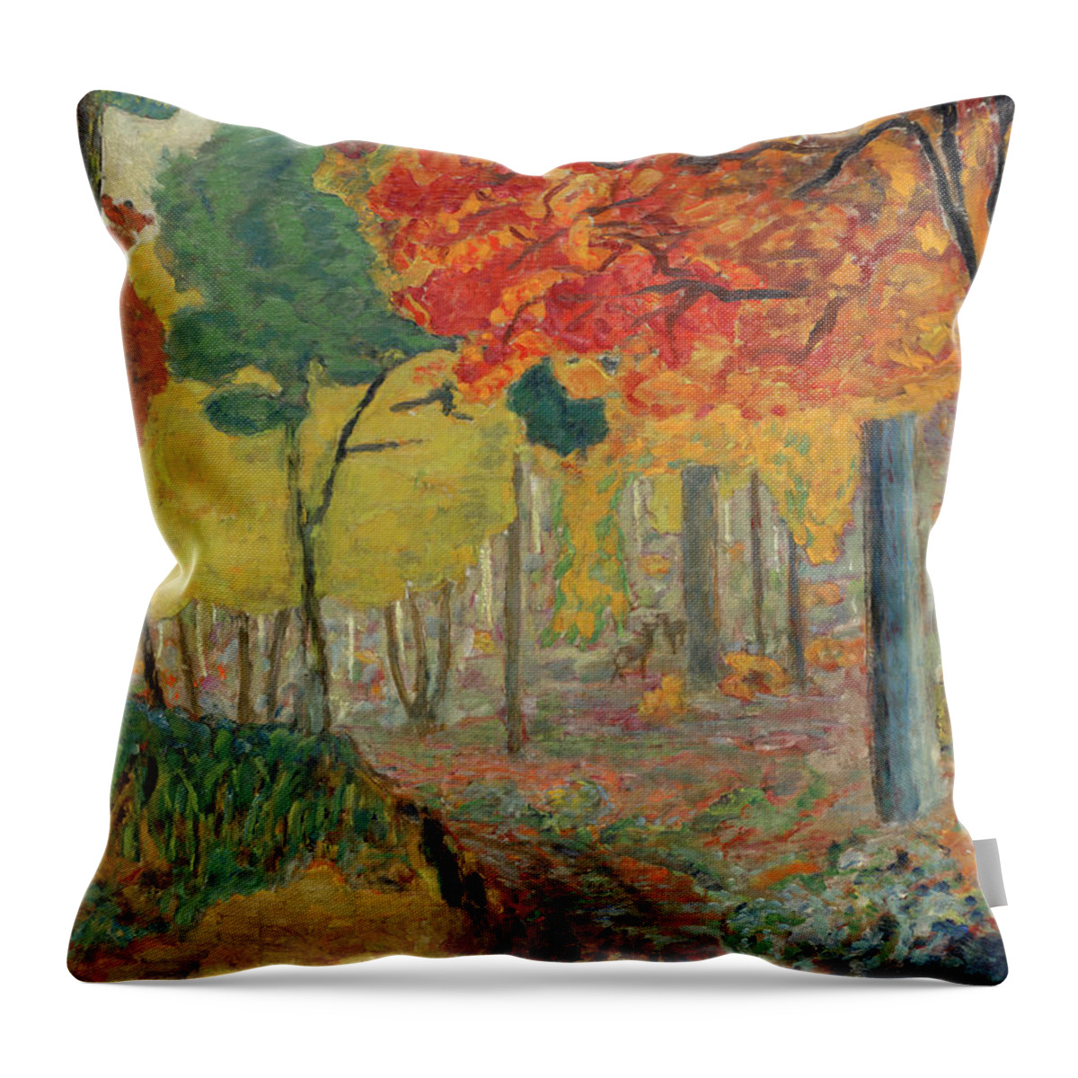 Pierre Bonnard Throw Pillow featuring the painting Deer in the Undergrowth by Pierre Bonnard