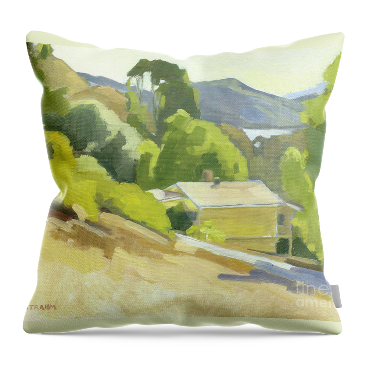 Lake Throw Pillow featuring the painting Del Dios, Lake Hodges - Escondido, California by Paul Strahm