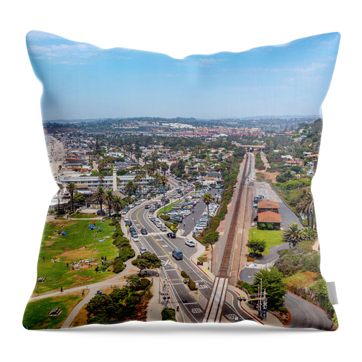 Del Mar Throw Pillow featuring the photograph Del Mar California Drone Photo by Anthony Giammarino