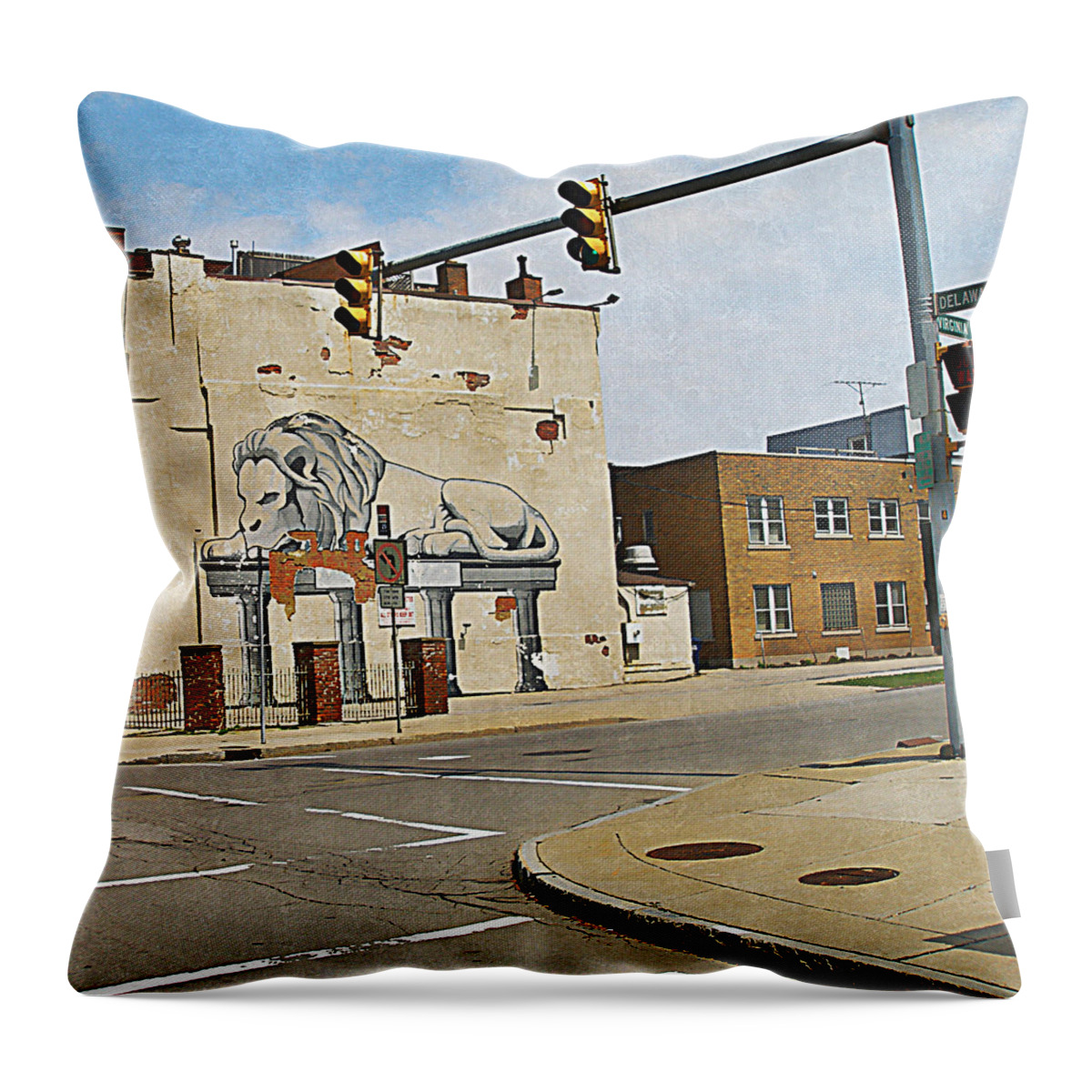 Buffalo Throw Pillow featuring the painting Delaware and Virginia by Mark Baranowski