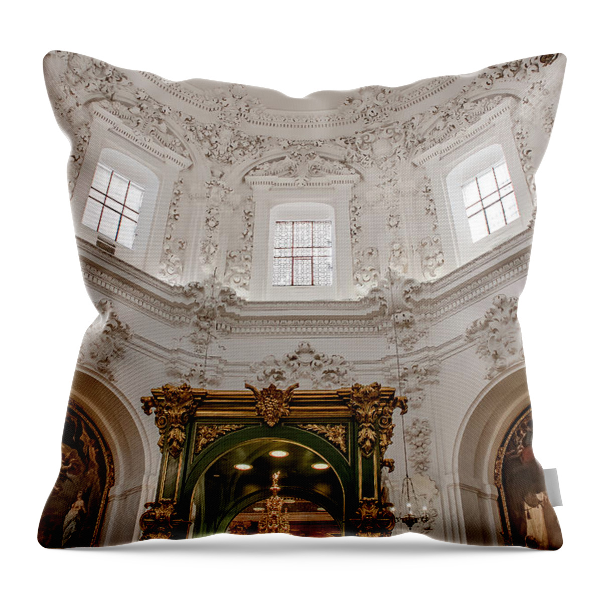 Cordoba Throw Pillow featuring the photograph Delicately Detailed Dome of Cordoba by Marcy Wielfaert