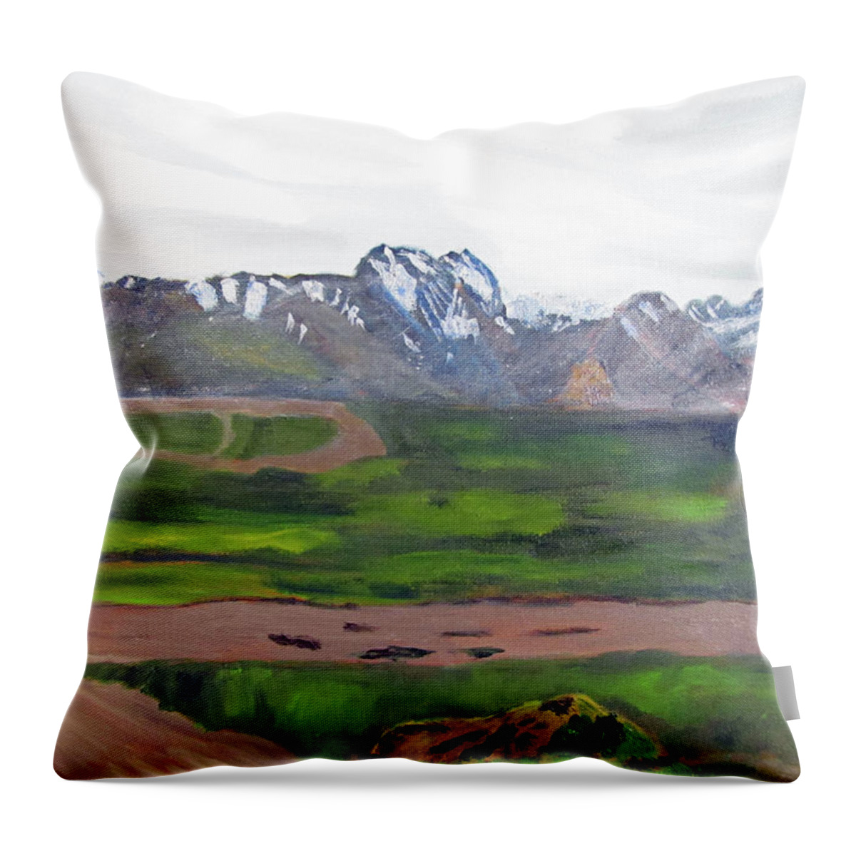 Alaska Throw Pillow featuring the painting Denali Park Spring by Linda Feinberg